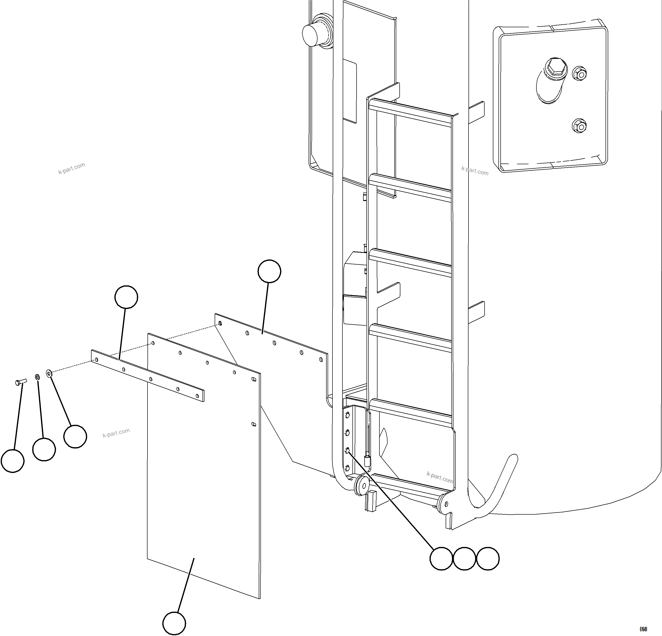 Komatsu parts book diagram for AFE73-V 980E-4 S/N A40166 - A40172  BUENAVISTA: HYDRAULIC TANK MUD FLAPS    1/2