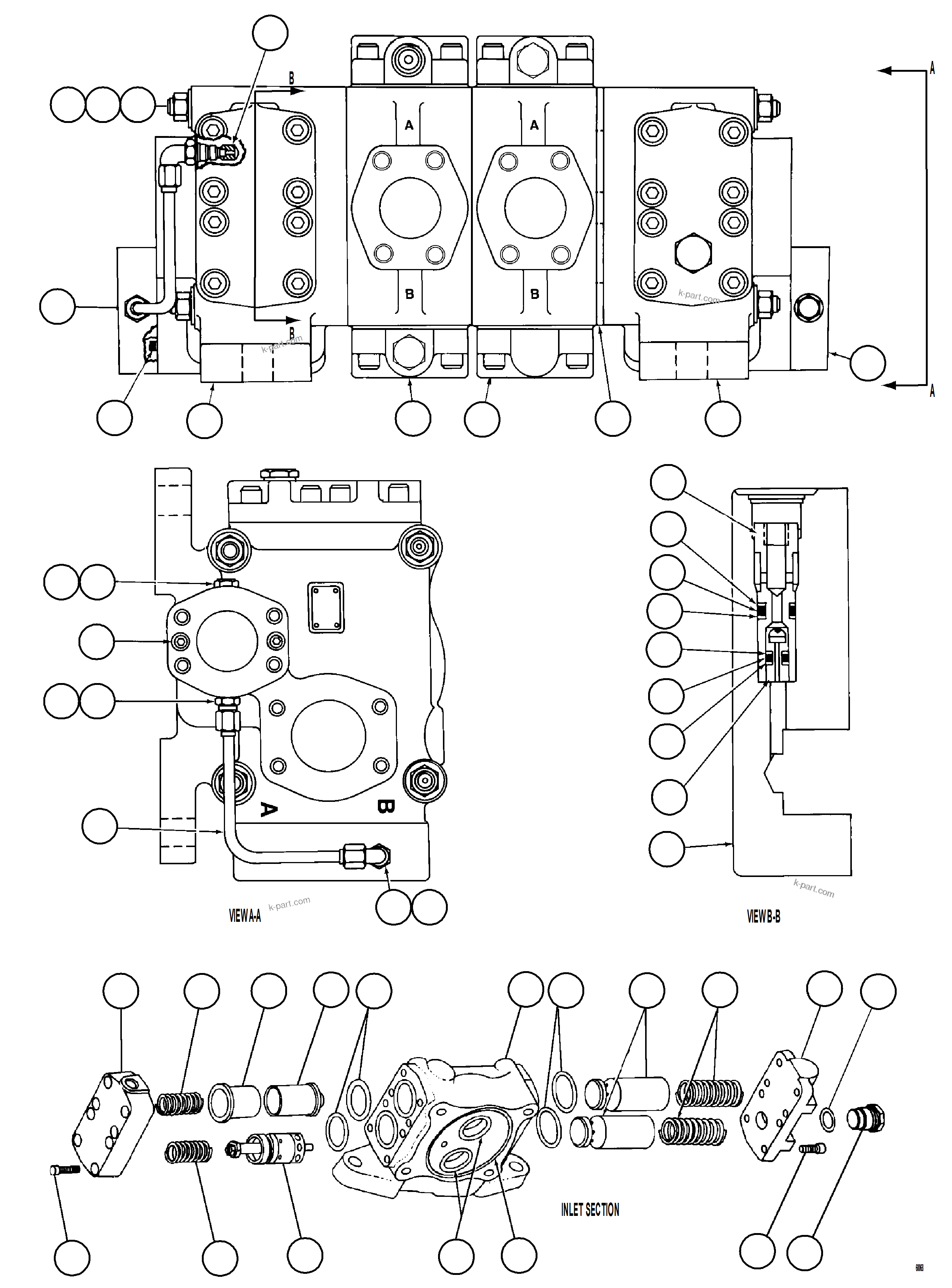 Komatsu parts book diagram for AFE73-V 980E-4 S/N A40166 - A40172  BUENAVISTA: HOIST VALVE ASSEMBLY    PC1482