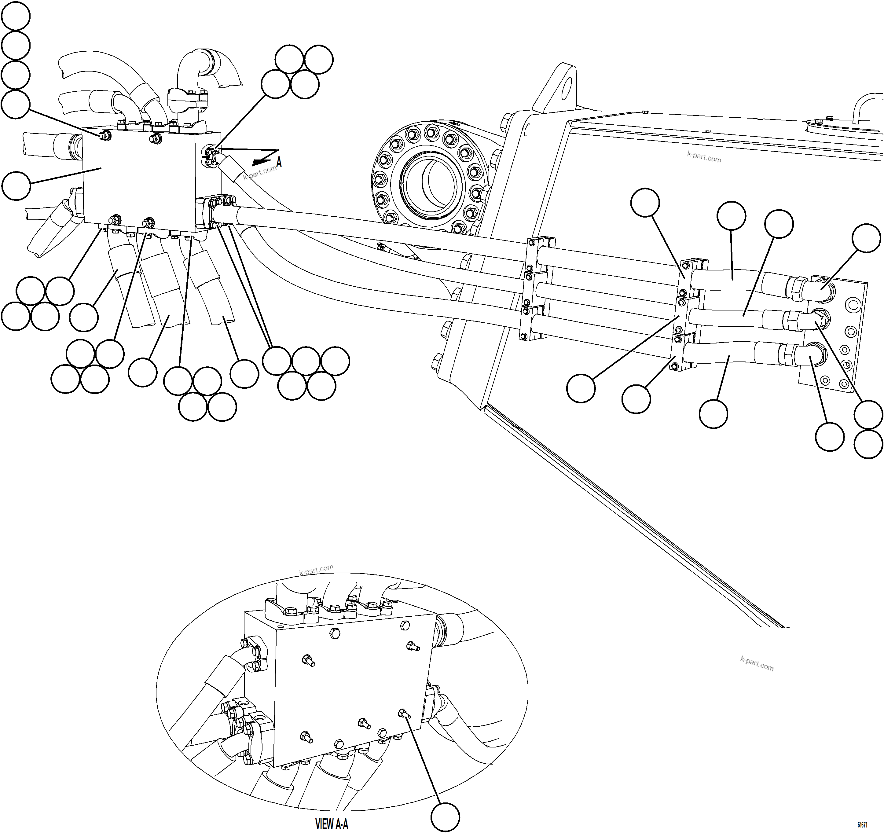 Komatsu parts book diagram for AFE73-V 980E-4 S/N A40166 - A40172  BUENAVISTA: BRAKE COOLING PIPING    1/3