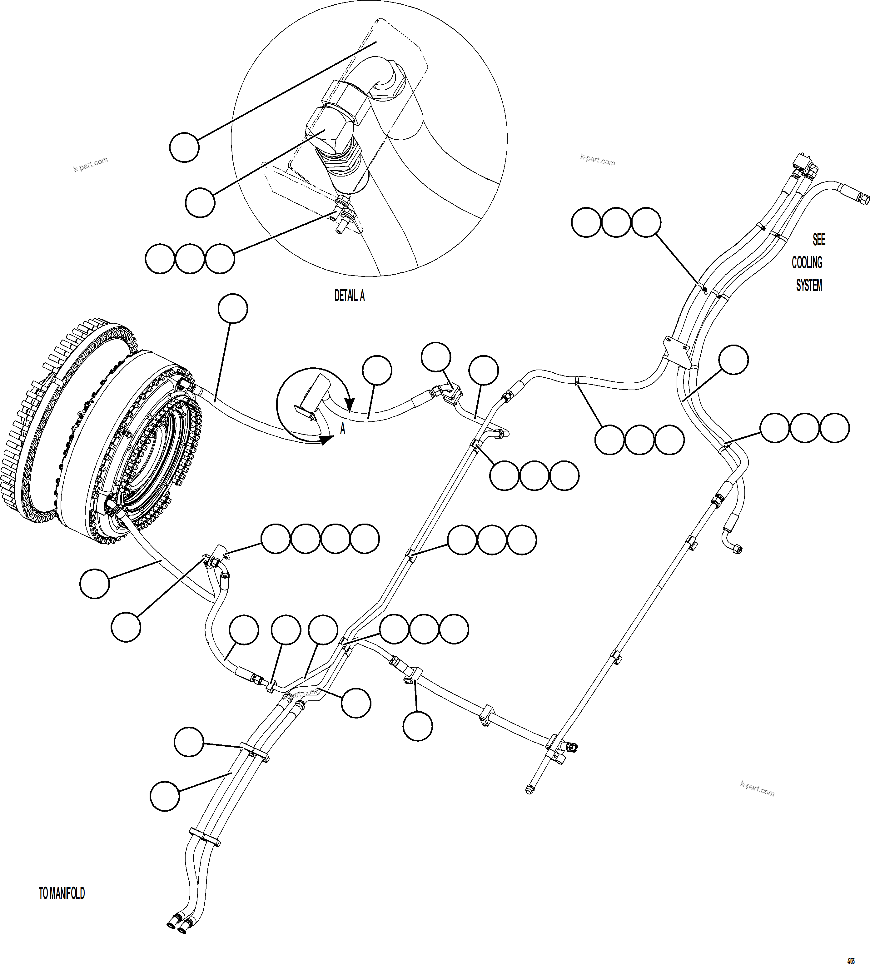 Komatsu parts book diagram for AFE73-V 980E-4 S/N A40166 - A40172  BUENAVISTA: BRAKE COOLING PIPING    3/3