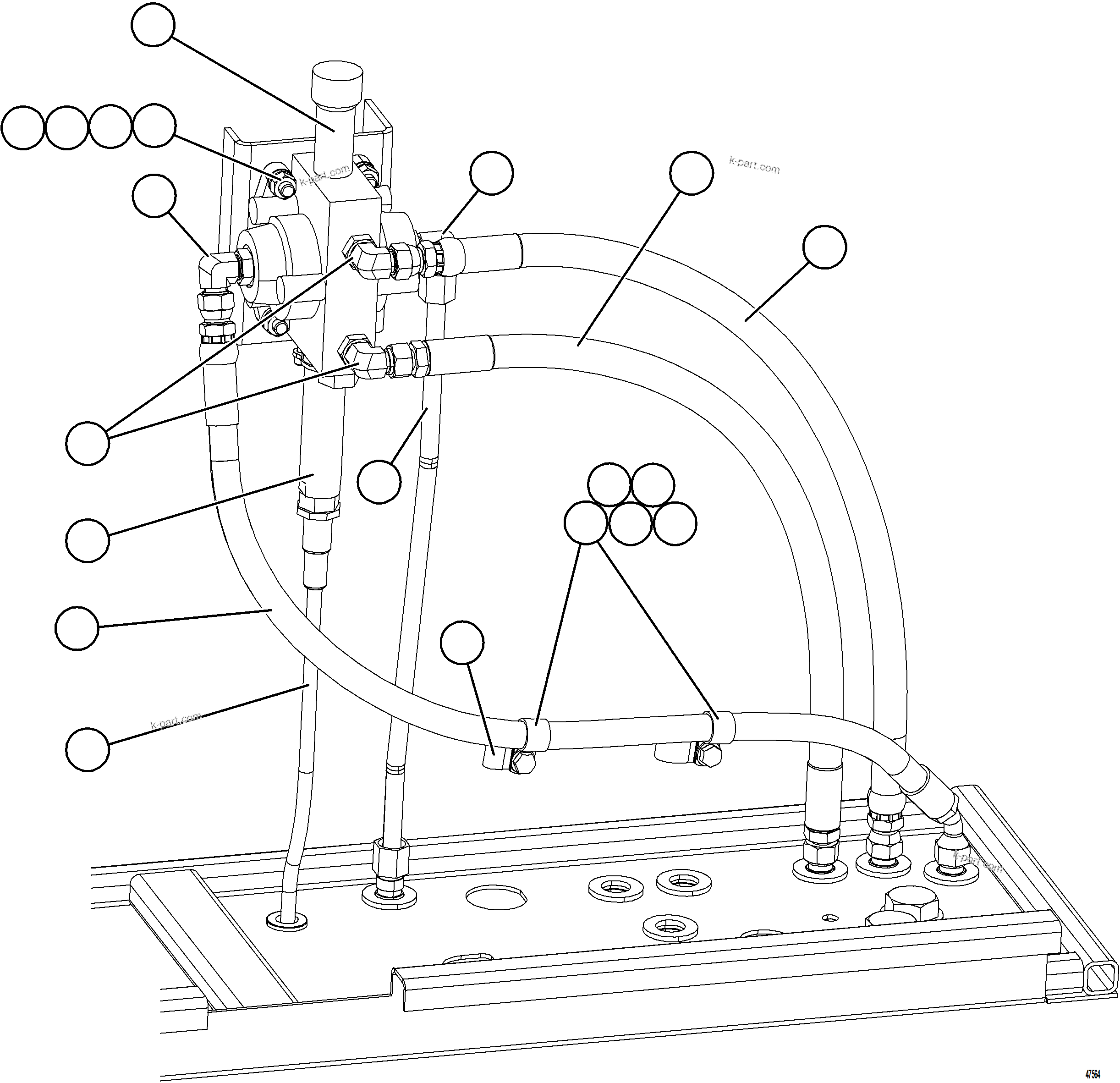 Komatsu parts book diagram for AFE73-V 980E-4 S/N A40166 - A40172  BUENAVISTA: HOIST PILOT VALVE PIPING