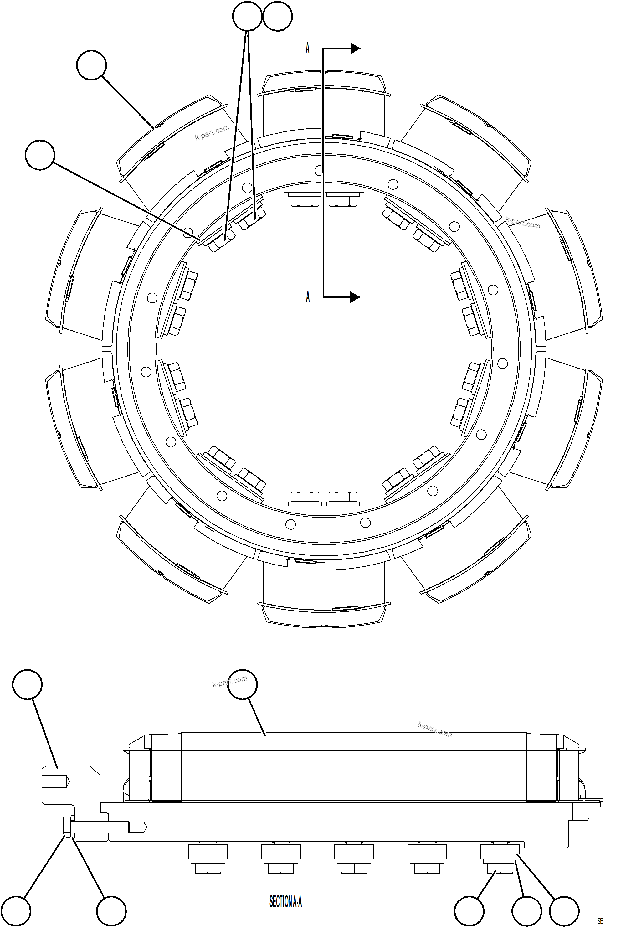 Komatsu parts book diagram for AFE73-V 980E-4 S/N A40166 - A40172  BUENAVISTA: ALTERNATOR ROTOR ASSEMBLY    58B-06-07170    4/5