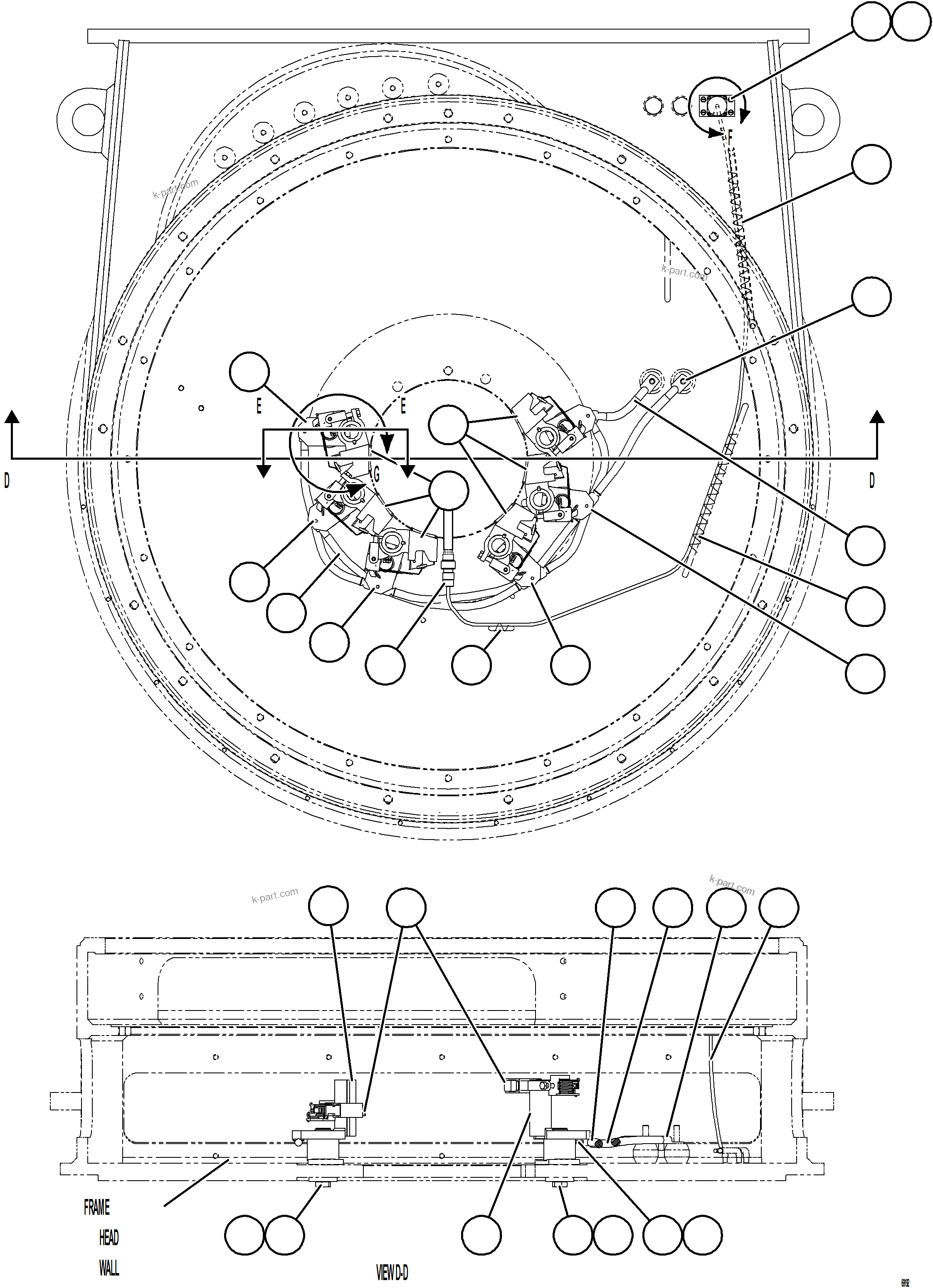 Komatsu parts book diagram for AFE73-V 980E-4 S/N A40166 - A40172  BUENAVISTA: ALTERNATOR FRAMEHEAD ASSEMBLY  58B-06-07180    3/4