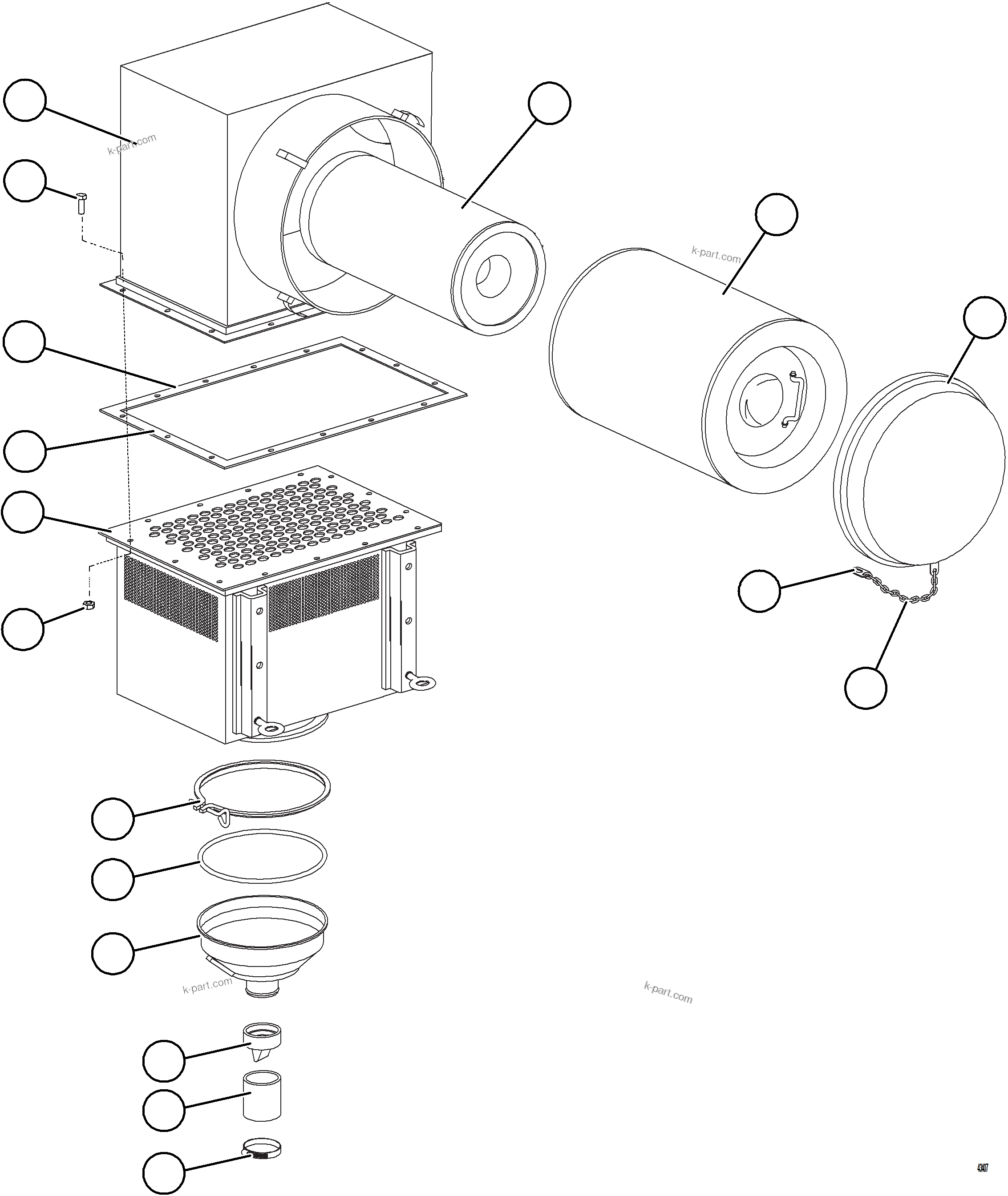 Komatsu parts book diagram for AFE75-AM 980E-5 S/N A50142 - A50143  SPENCE: AIR CLEANER    58B-02-00970