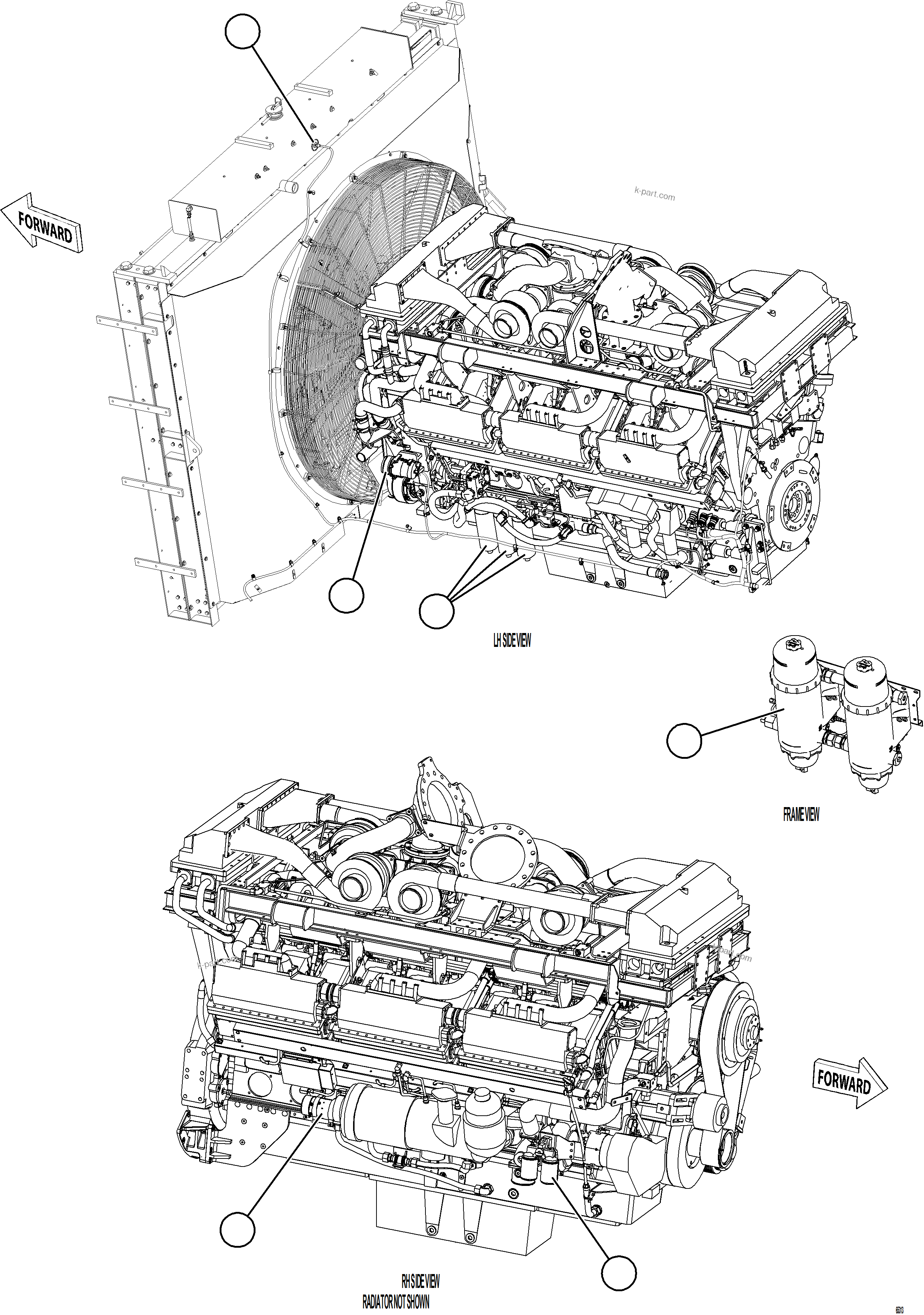 Komatsu parts book diagram for AFE75-AM 980E-5 S/N A50142 - A50143  SPENCE: ENGINE AND COMPONENTS