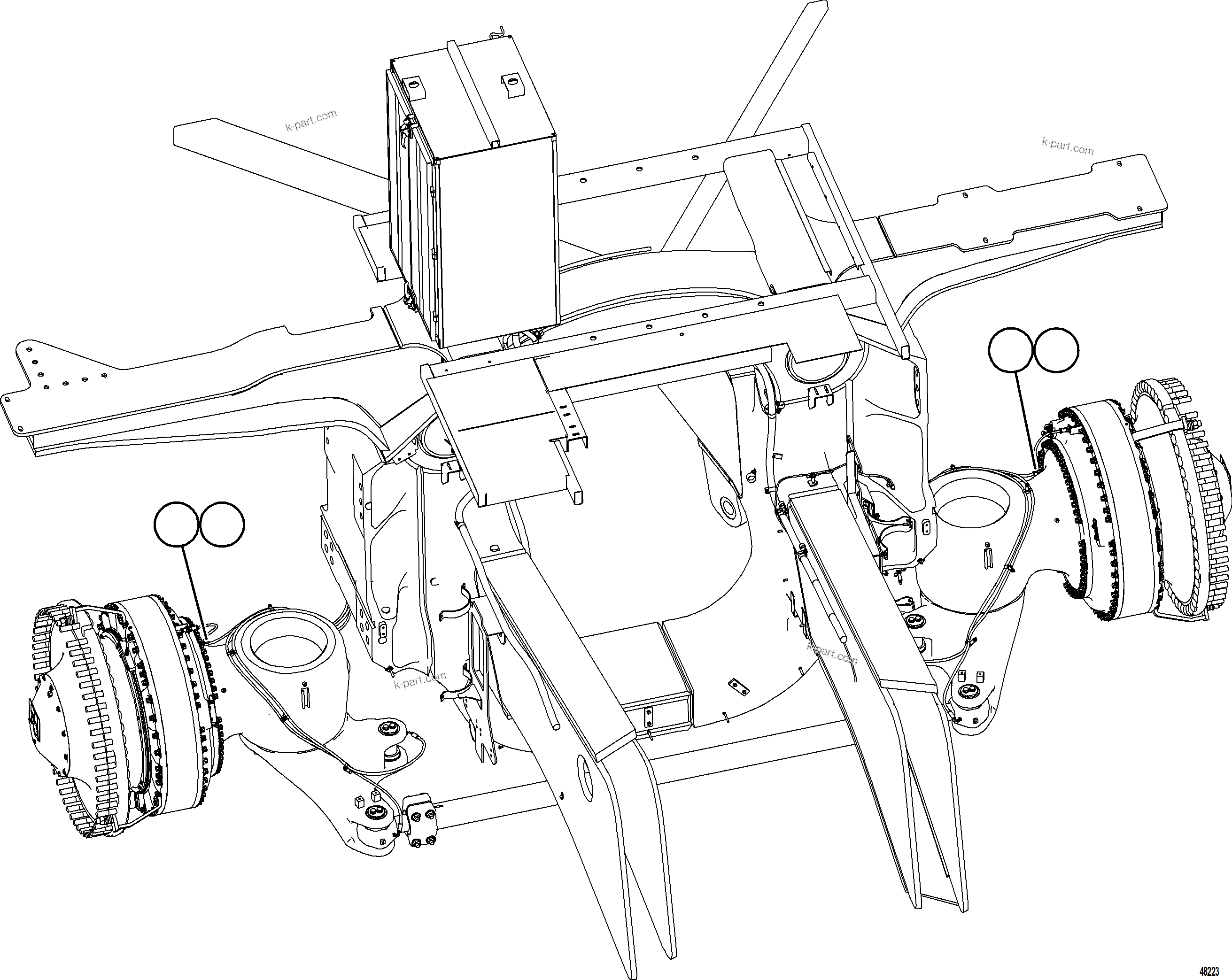 Komatsu parts book diagram for AFE75-AM 980E-5 S/N A50142 - A50143  SPENCE: FRONT WHEEL SPEED SENSOR WIRING HARNESS    1/2