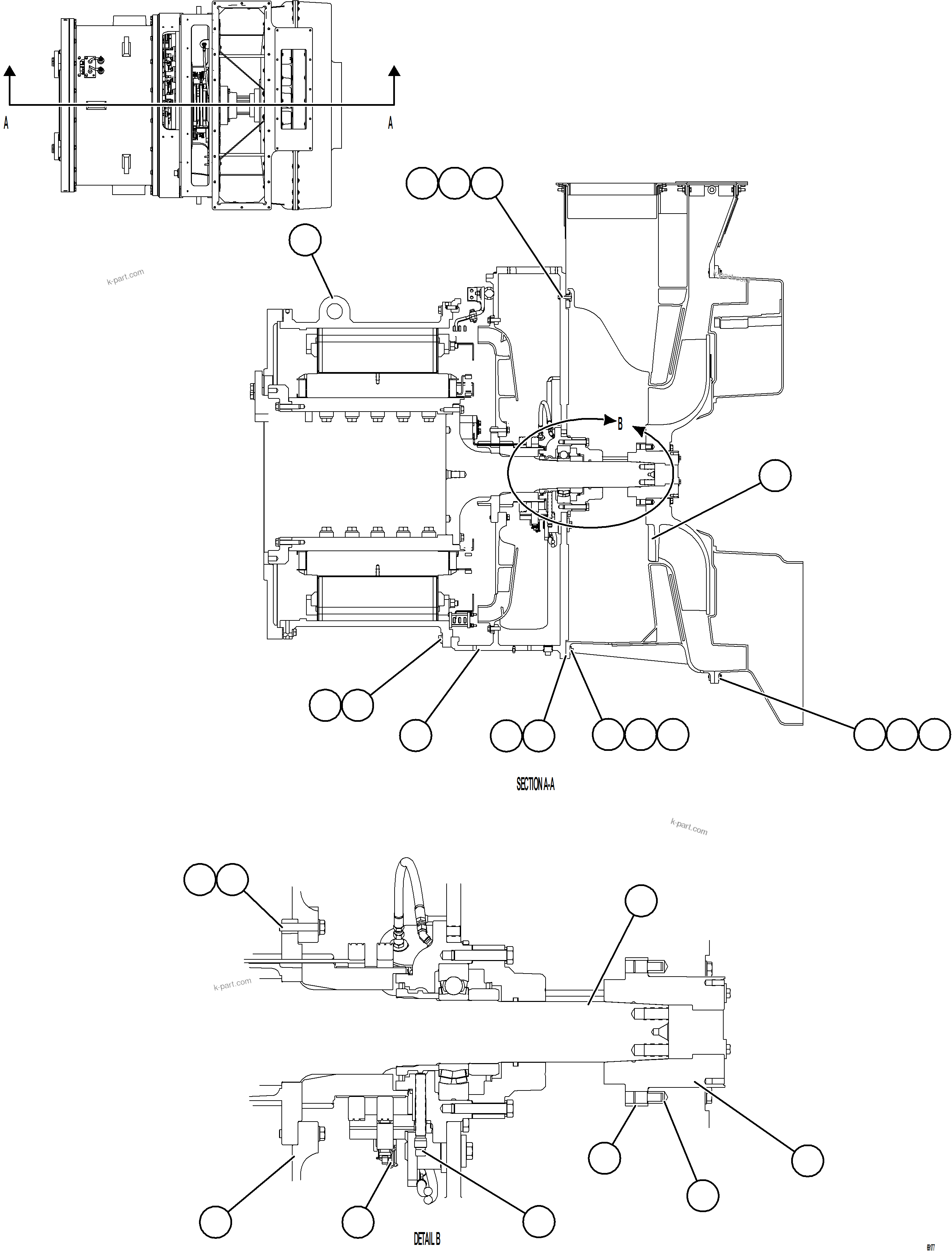 Komatsu parts book diagram for AFE75-AM 980E-5 S/N A50142 - A50143  SPENCE: ALTERNATOR ASSEMBLY    2/6    58B-06-10363