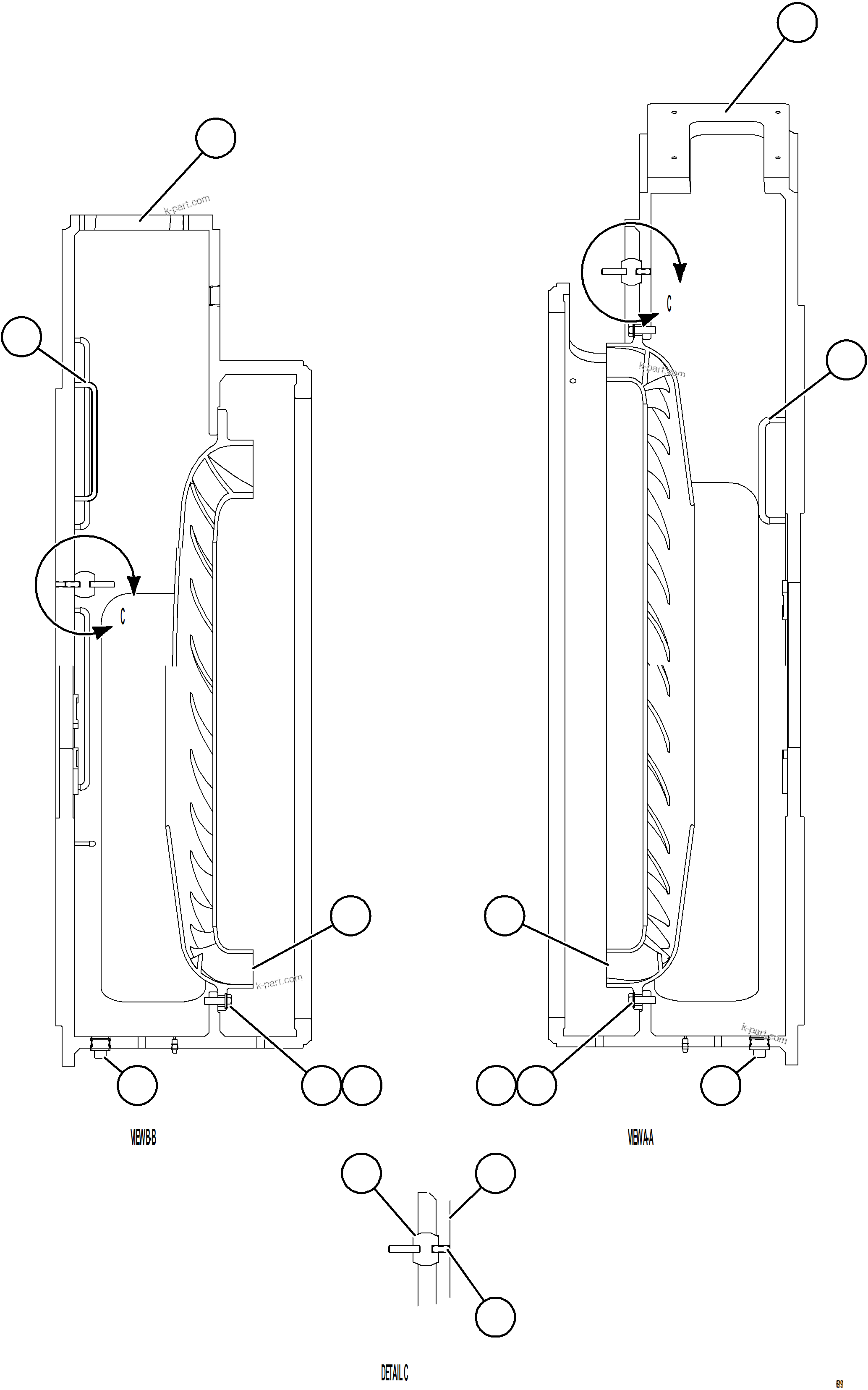 Komatsu parts book diagram for AFE75-AM 980E-5 S/N A50142 - A50143  SPENCE: ALTERNATOR FRAMEHEAD ASSEMBLY   2/4   58B-06-07180