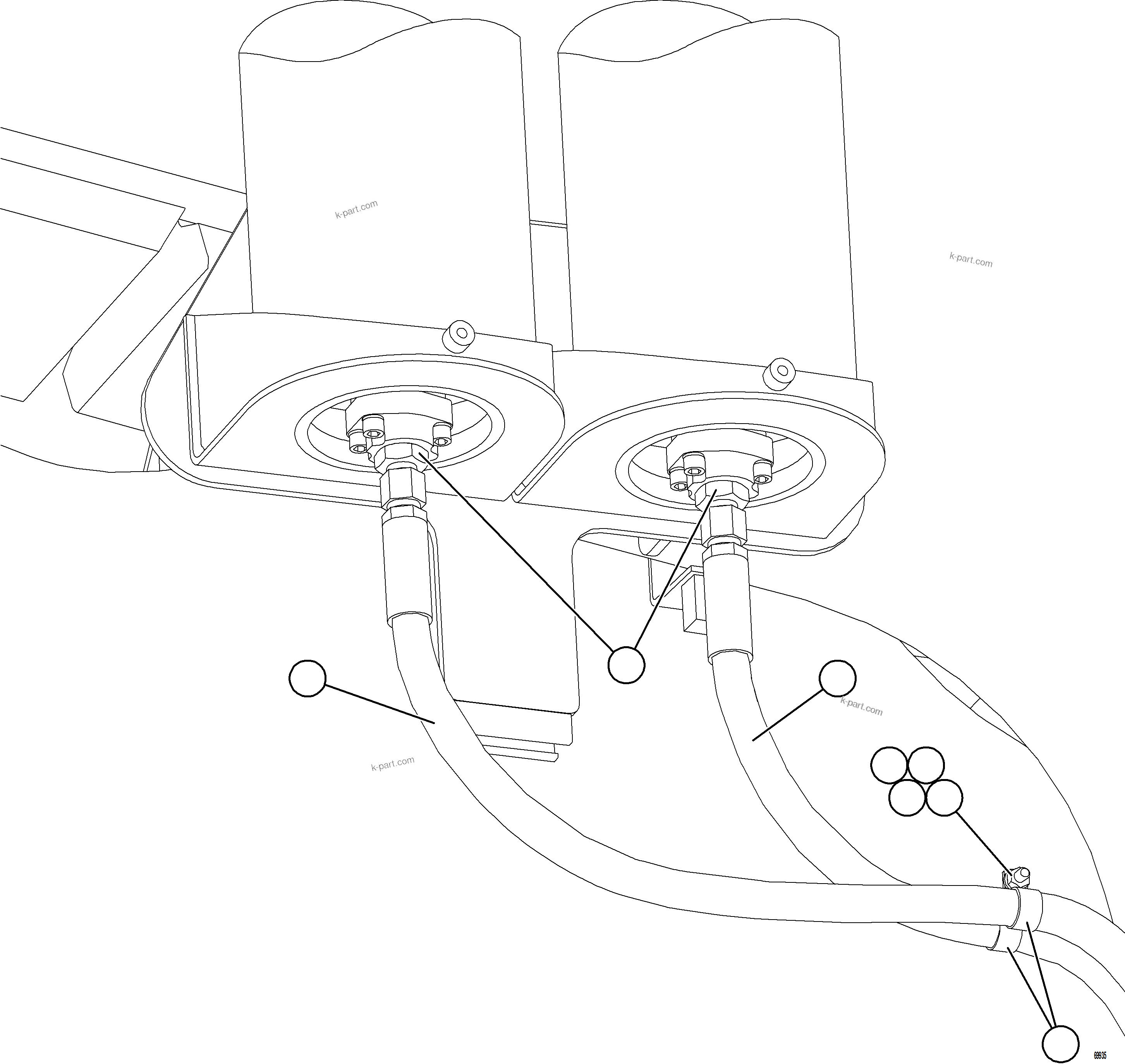 Komatsu parts book diagram for AFE75-AM 980E-5 S/N A50142 - A50143  SPENCE: FRONT BRAKE APPLY PIPING    2/3
