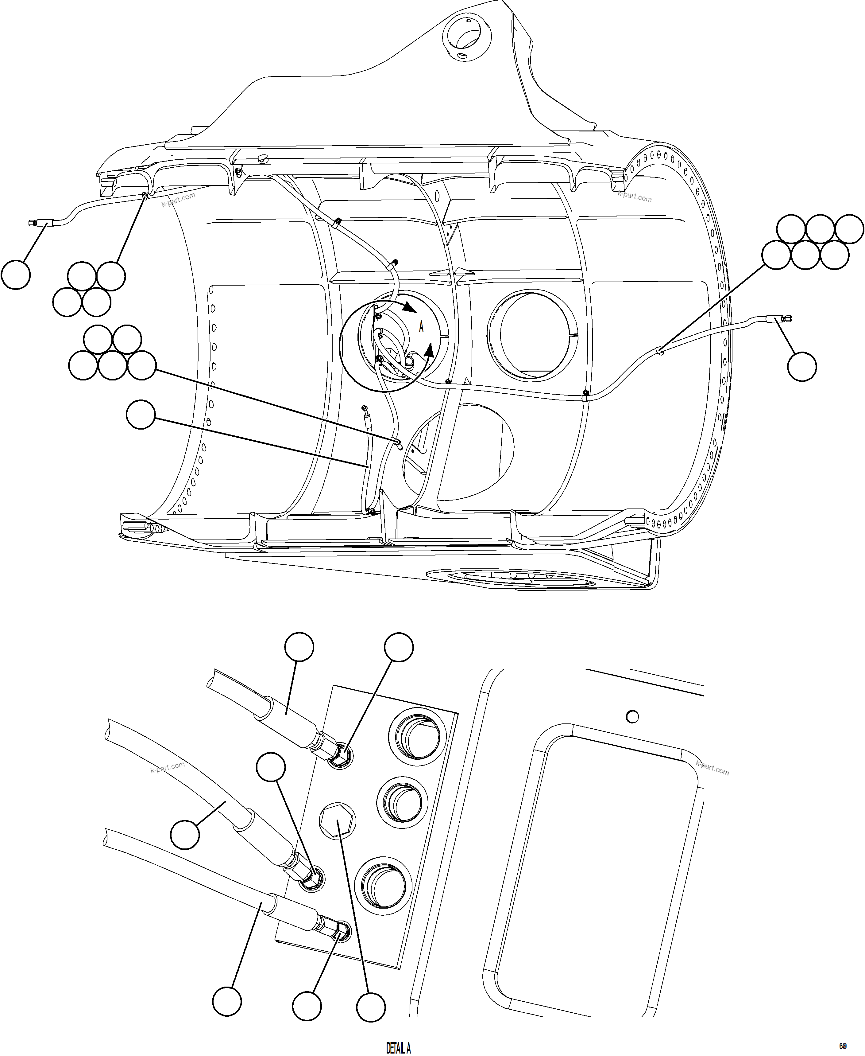 Komatsu parts book diagram for AFE75-AM 980E-5 S/N A50142 - A50143  SPENCE: REAR BRAKE DUAL RELAY VALVE PIPING