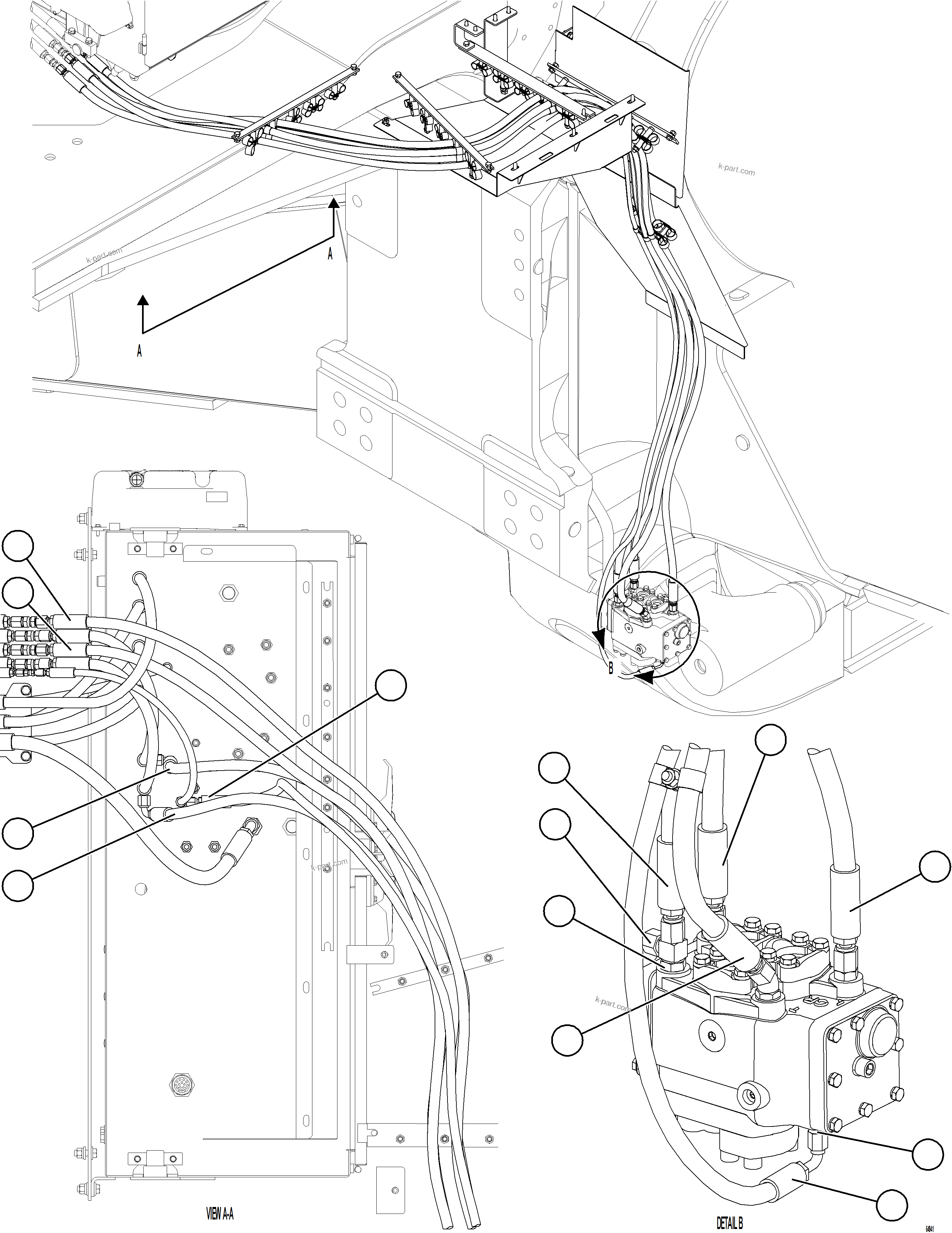 Komatsu parts book diagram for AFE75-AM 980E-5 S/N A50142 - A50143  SPENCE: FLOW AMPLIFIER PIPING