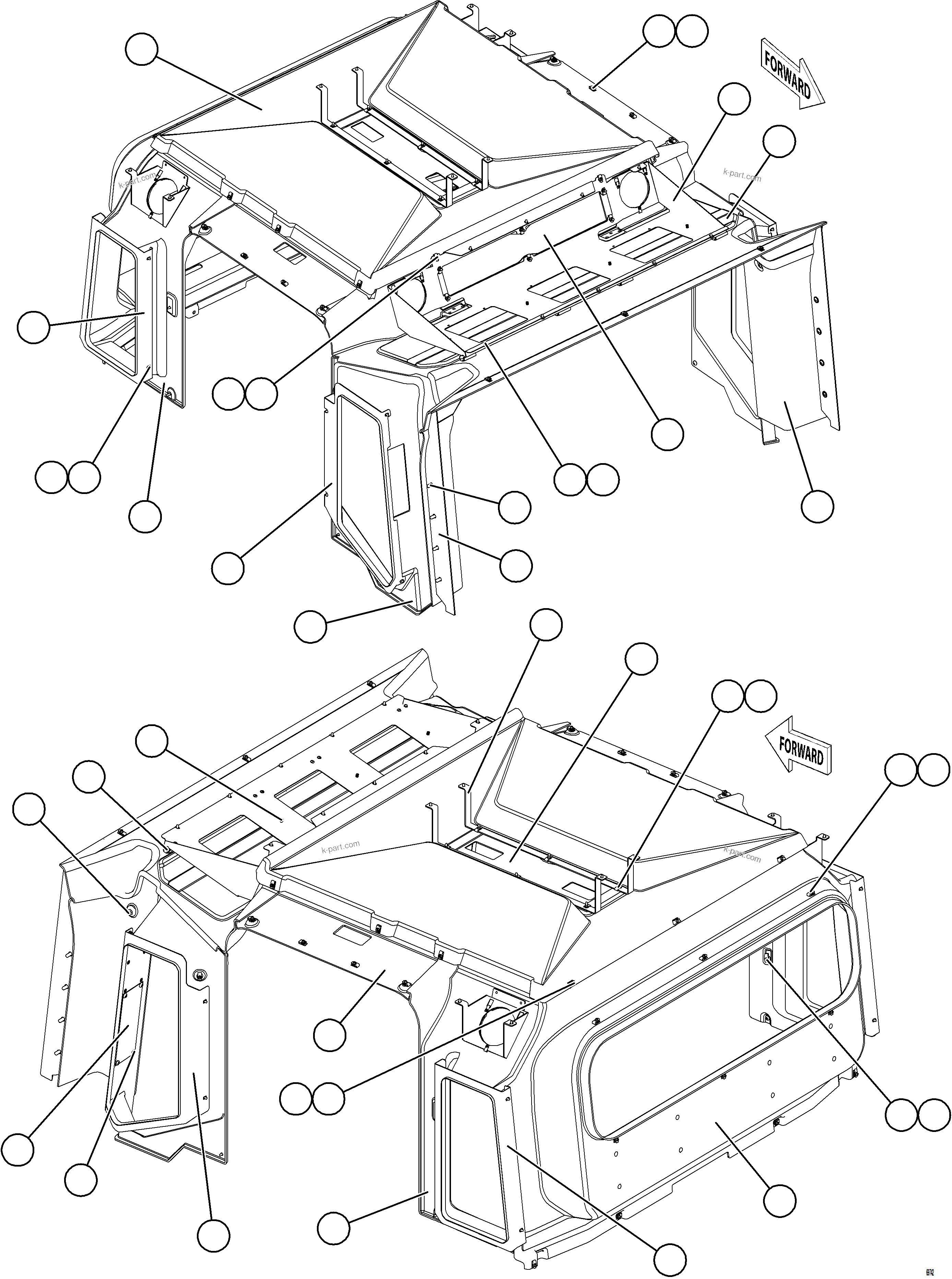 Komatsu parts book diagram for AFE75-AM 980E-5 S/N A50142 - A50143  SPENCE: CAB INTERIOR TRIM
