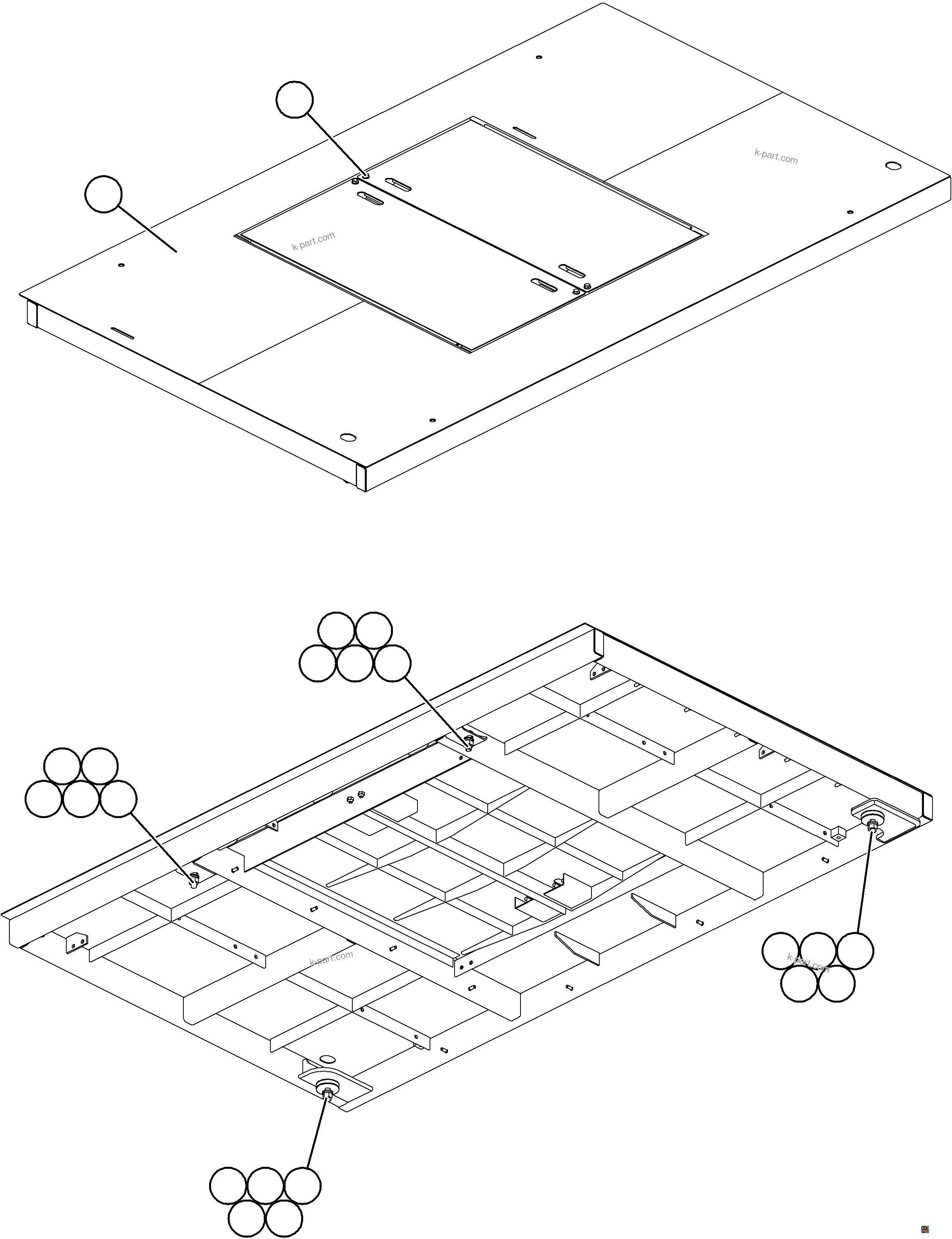 Komatsu parts book diagram for AFE75-AM 980E-5 S/N A50142 - A50143  SPENCE: CENTER DECK INSTALLATION