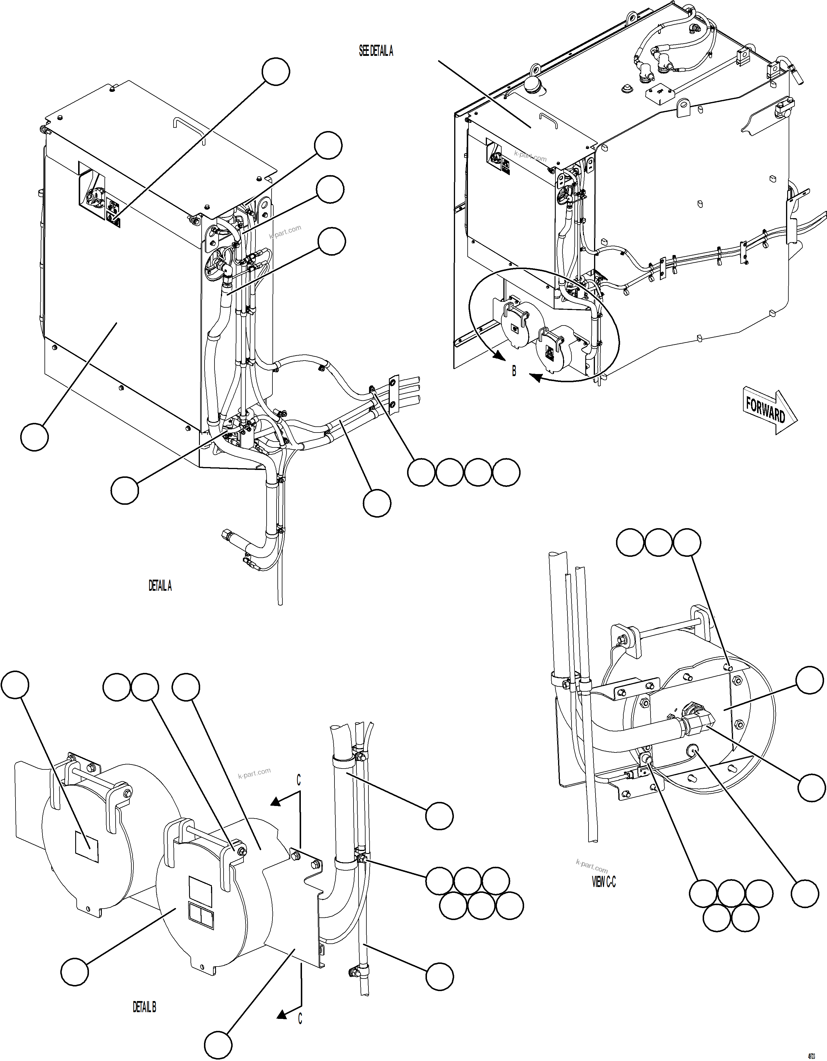 Komatsu parts book diagram for AFE75-AZ 980E-5 S/N A50184,A50189,A50197 - A50199,A50201 - A50202,A50205 - A50212,A50214 - A50220  SMS: DEF TANK INSTALLATION