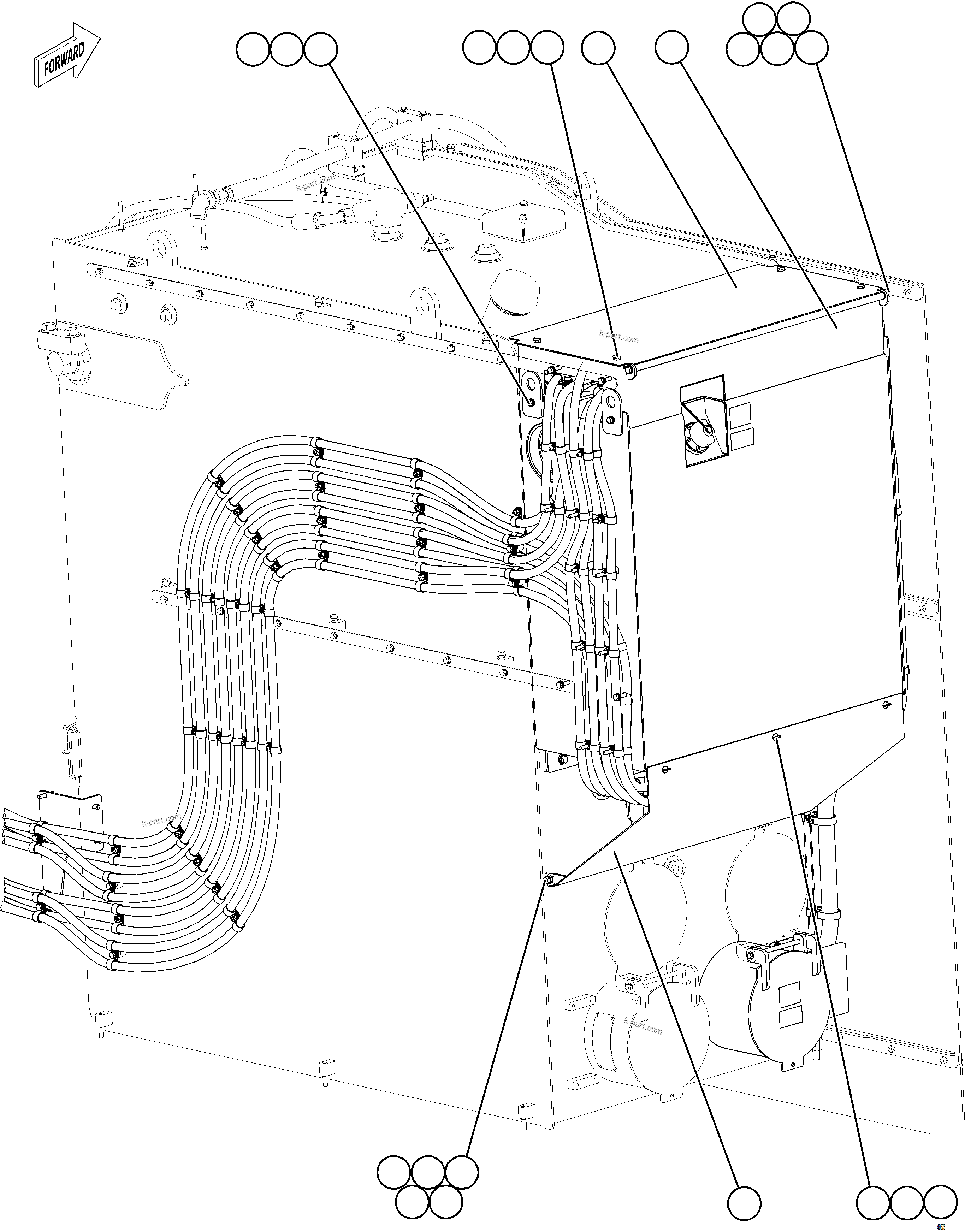 Komatsu parts book diagram for AFE75-AZ 980E-5 S/N A50184,A50189,A50197 - A50199,A50201 - A50202,A50205 - A50212,A50214 - A50220  SMS: DEF TANK COVERS