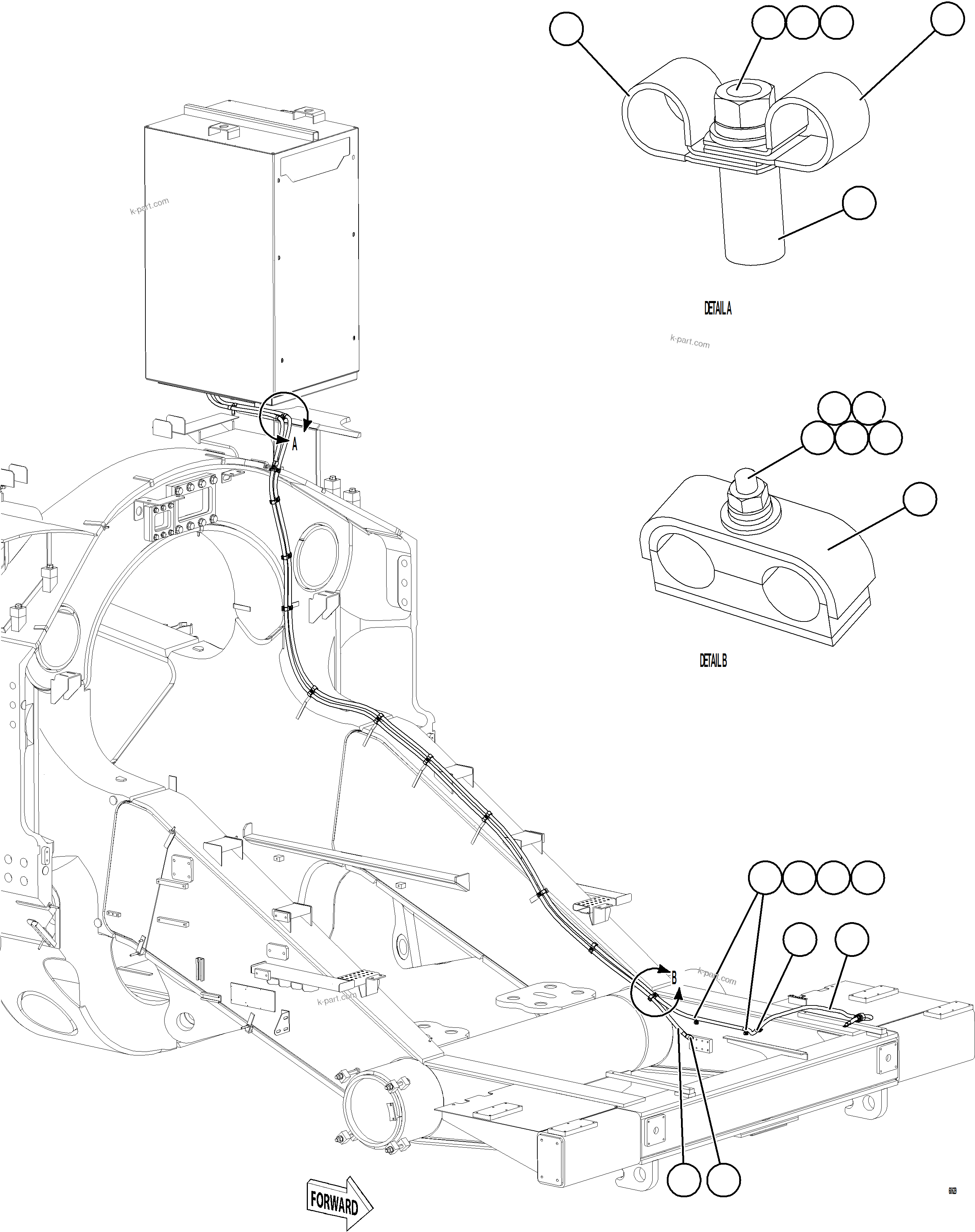 Komatsu parts book diagram for AFE75-AZ 980E-5 S/N A50184,A50189,A50197 - A50199,A50201 - A50202,A50205 - A50212,A50214 - A50220  SMS: AUXILIARY CONTROL CABINET POWER CABLES