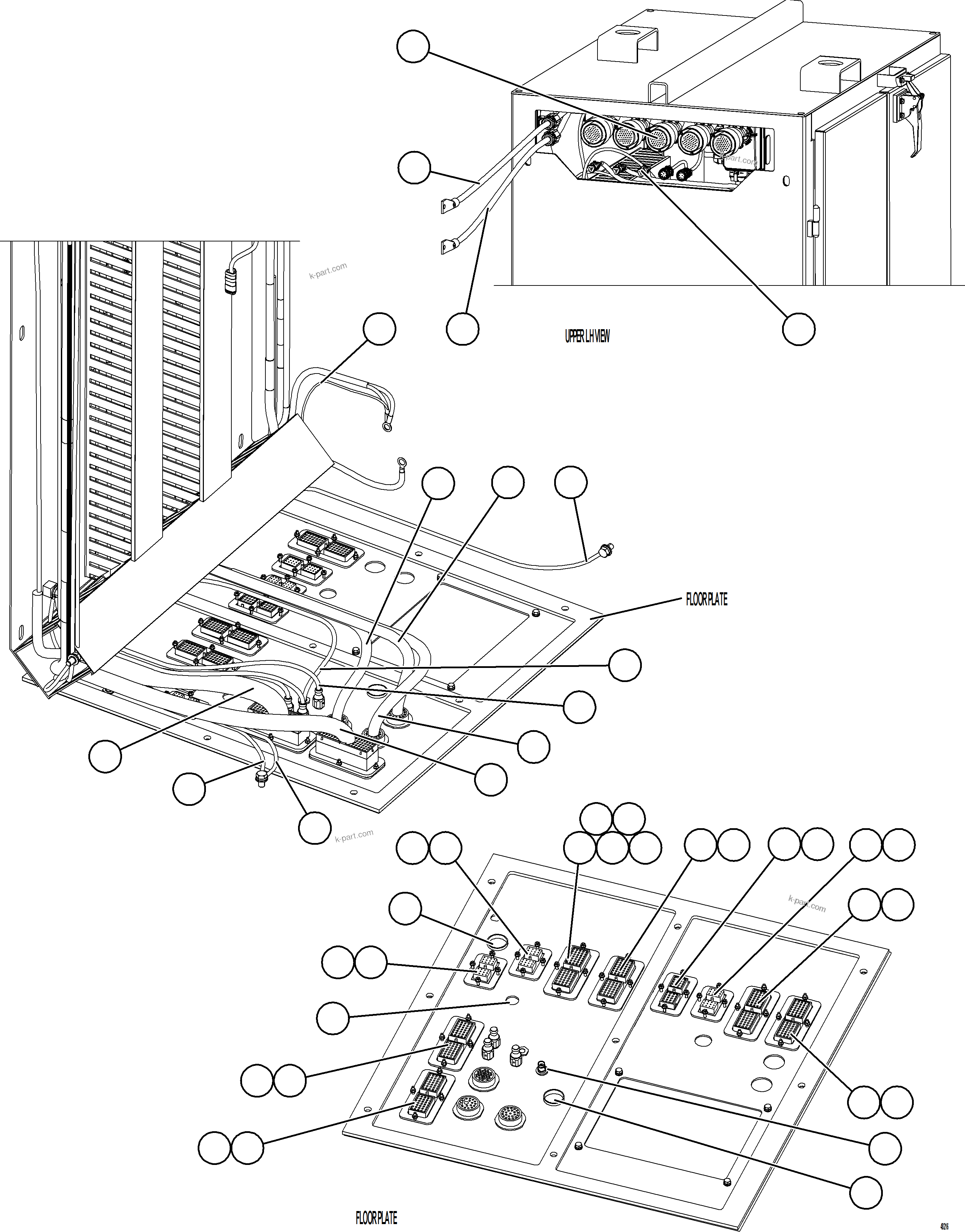 Komatsu parts book diagram for AFE75-AZ 980E-5 S/N A50184,A50189,A50197 - A50199,A50201 - A50202,A50205 - A50212,A50214 - A50220  SMS: AUXILIARY CONTROL CABINET INTERNAL WIRING    1/2