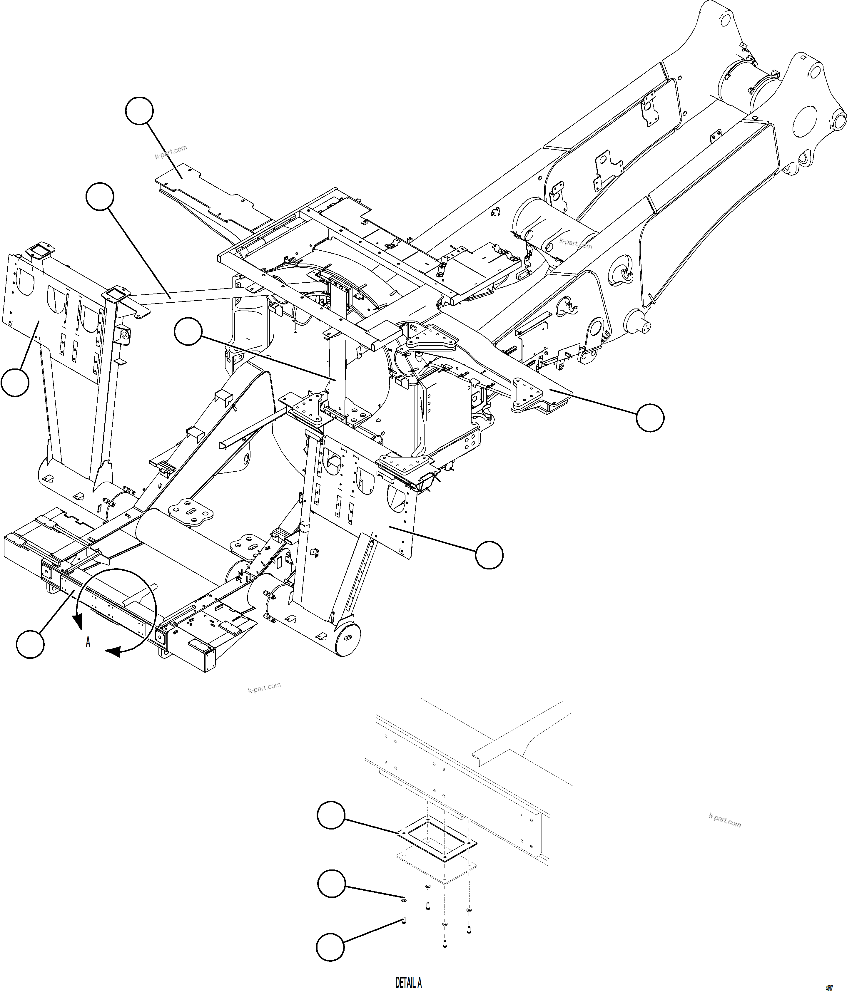 Komatsu parts book diagram for AFE75-AZ 980E-5 S/N A50184,A50189,A50197 - A50199,A50201 - A50202,A50205 - A50212,A50214 - A50220  SMS: FRAME & UPRIGHTS    1/2