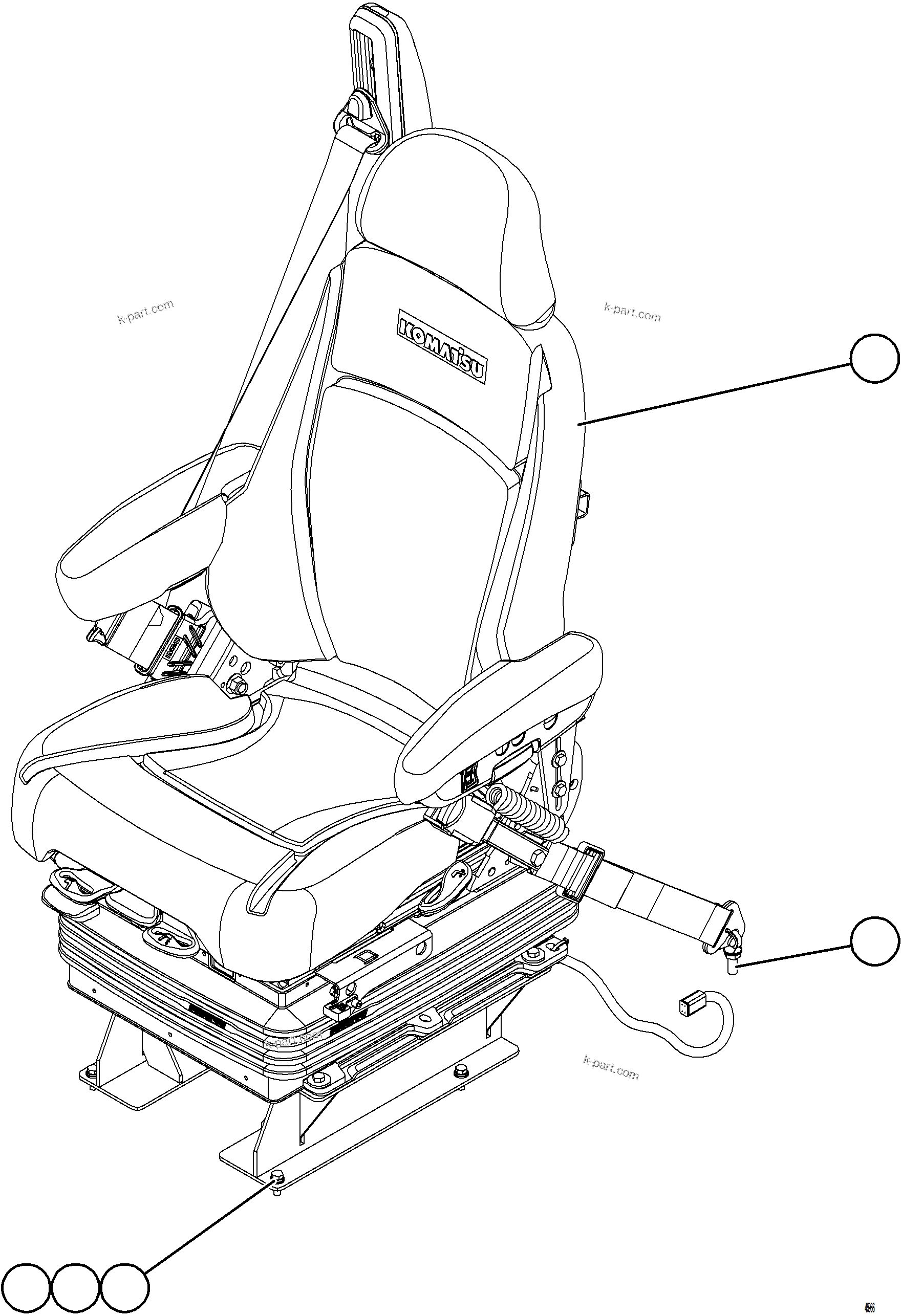 Komatsu parts book diagram for AFE75-AZ 980E-5 S/N A50184,A50189,A50197 - A50199,A50201 - A50202,A50205 - A50212,A50214 - A50220  SMS: PASSENGER SEAT INSTALLATION