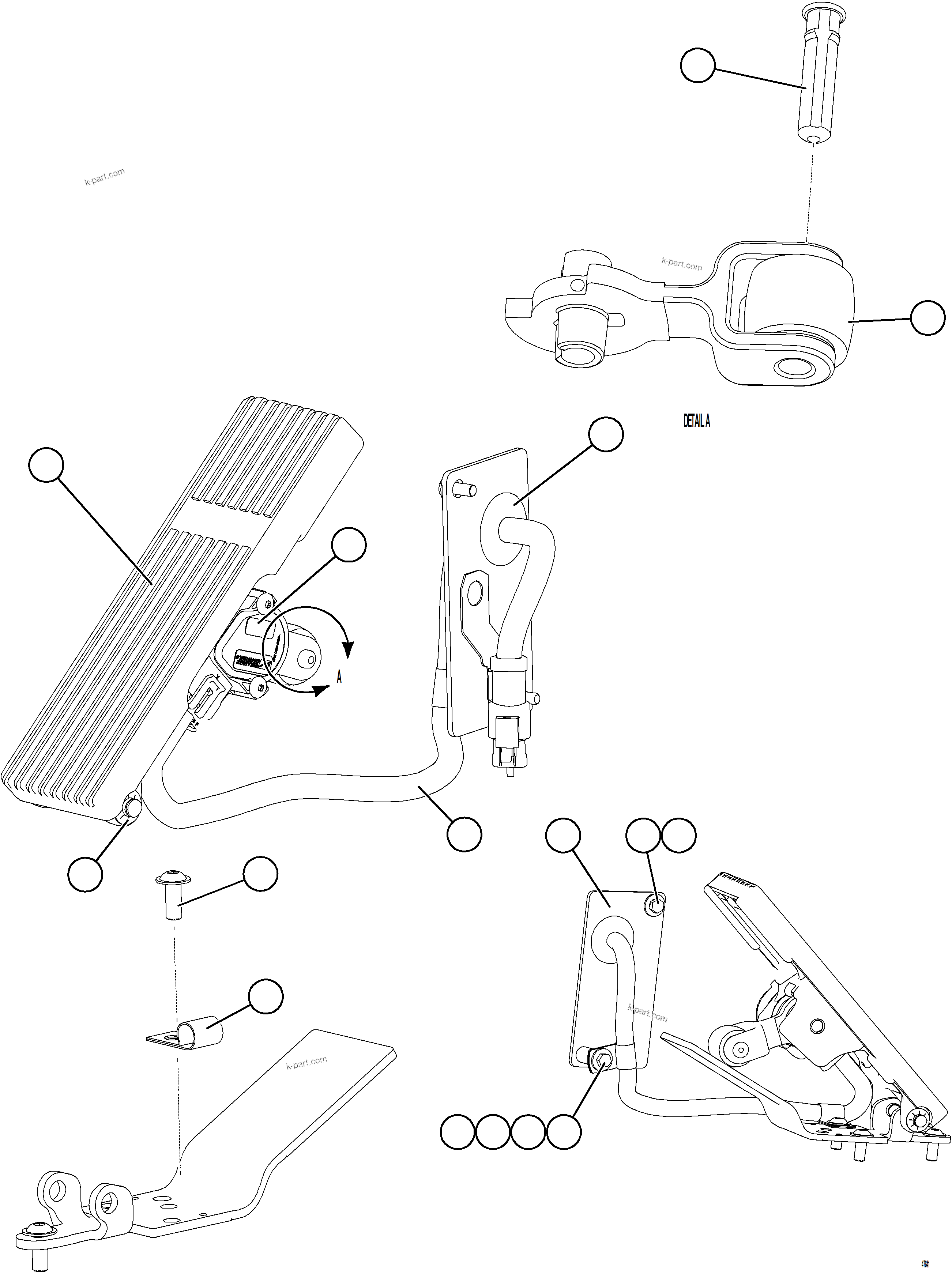Komatsu parts book diagram for AFE75-AZ 980E-5 S/N A50184,A50189,A50197 - A50199,A50201 - A50202,A50205 - A50212,A50214 - A50220  SMS: ACCELERATOR PEDAL INSTALLATION