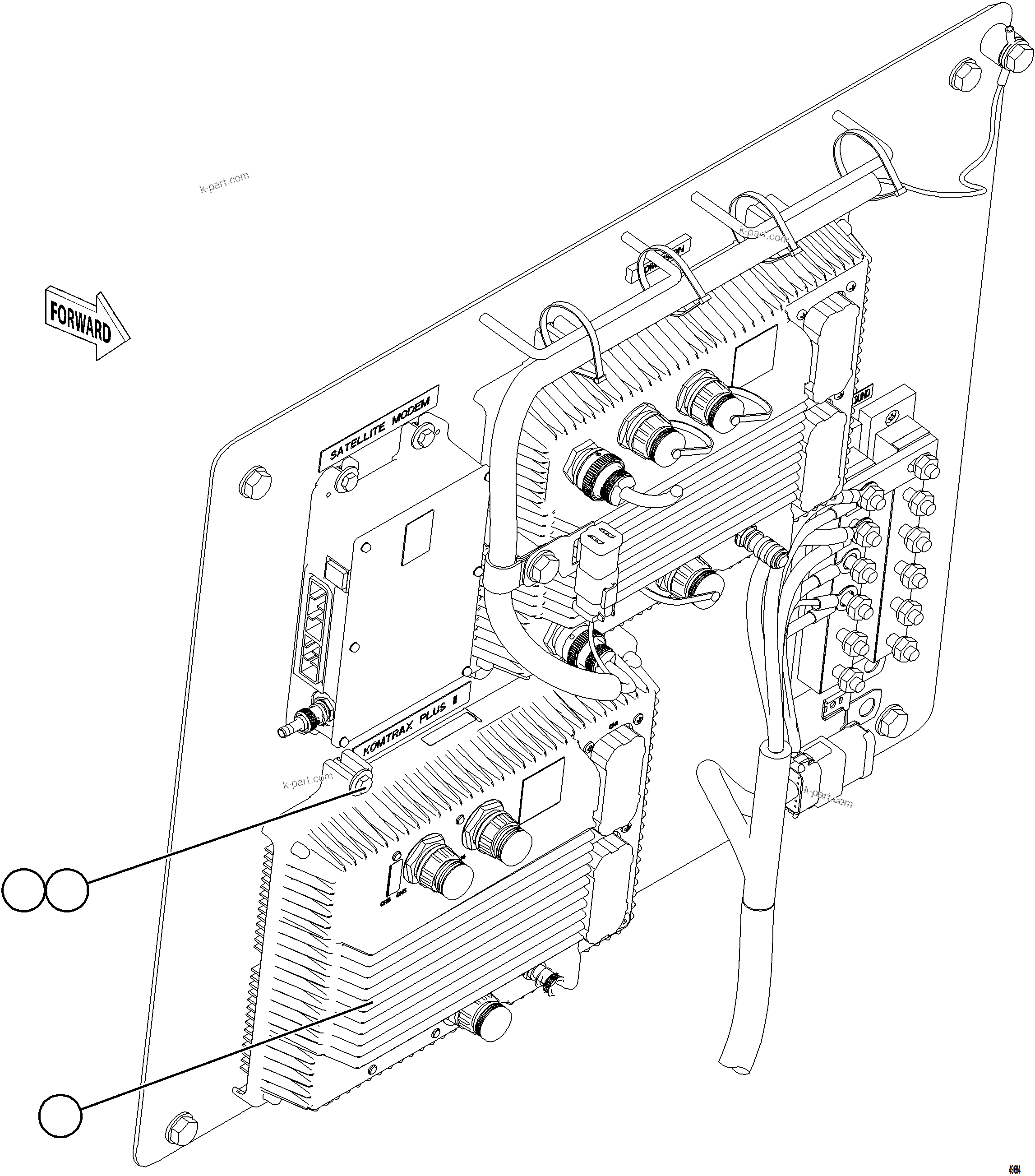 Komatsu parts book diagram for AFE75-AZ 980E-5 S/N A50184,A50189,A50197 - A50199,A50201 - A50202,A50205 - A50212,A50214 - A50220  SMS: KOMTRAX PLUS CONTROLLER INSTALLATION