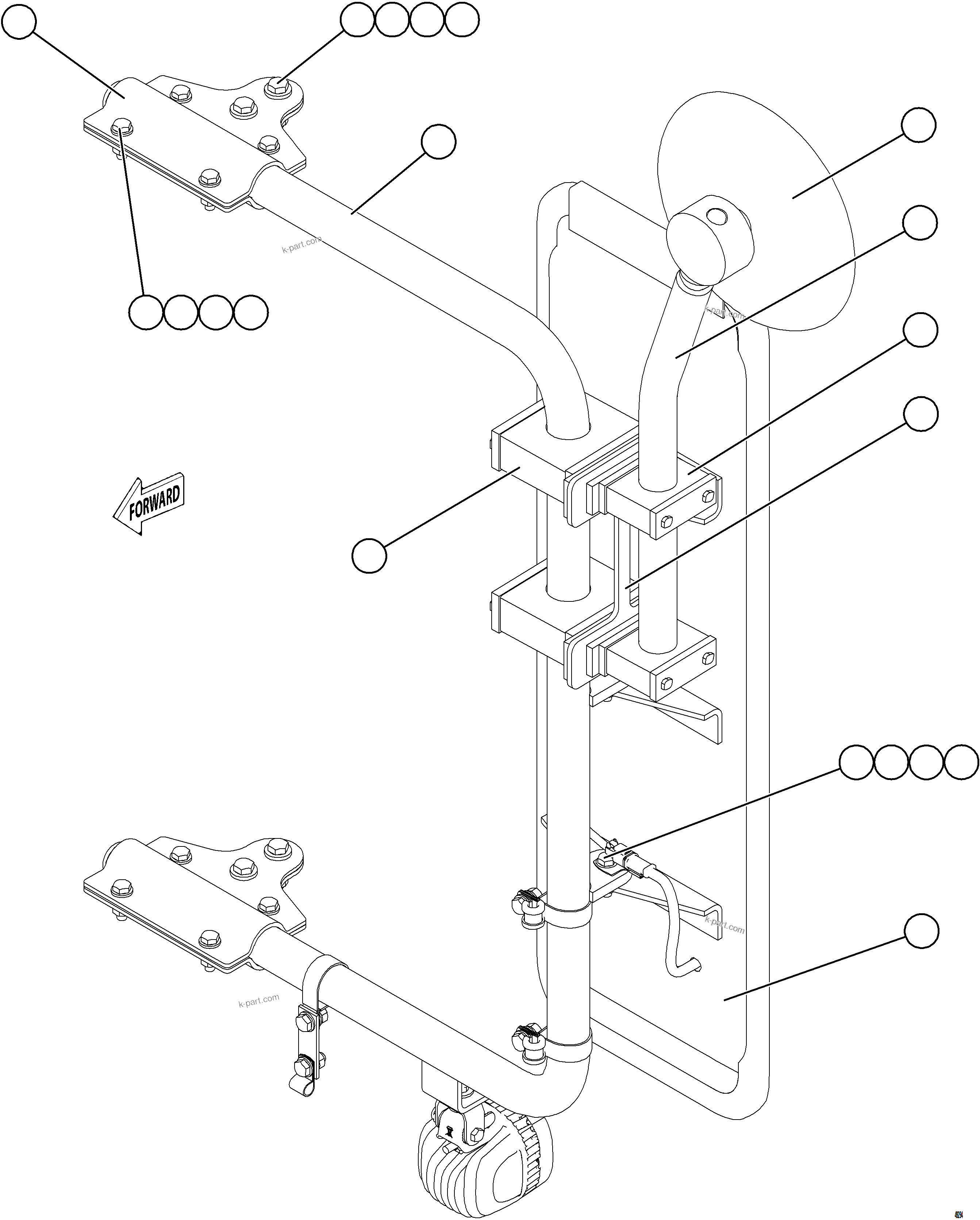 Komatsu parts book diagram for AFE75-AZ 980E-5 S/N A50184,A50189,A50197 - A50199,A50201 - A50202,A50205 - A50212,A50214 - A50220  SMS: LH MIRROR INSTALLATION