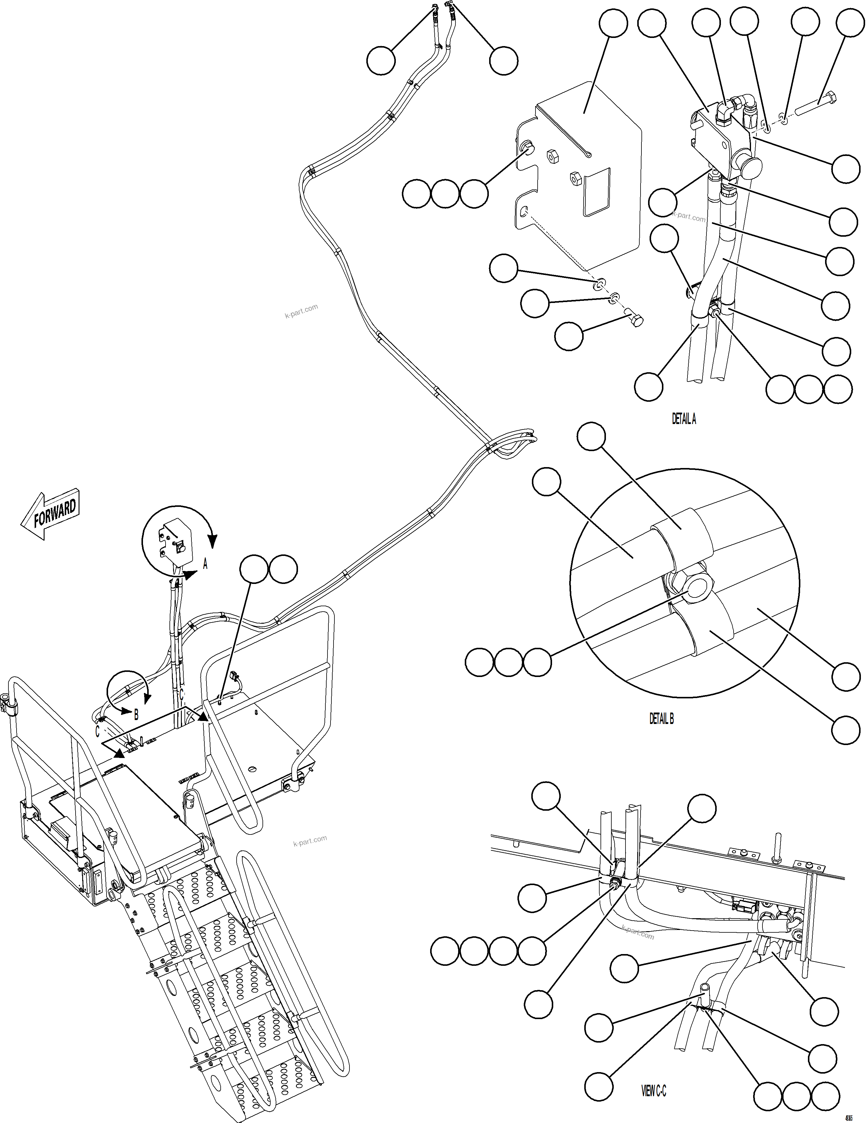Komatsu parts book diagram for AFE75-AZ 980E-5 S/N A50184,A50189,A50197 - A50199,A50201 - A50202,A50205 - A50212,A50214 - A50220  SMS: RETRACTABLE LADDER HYDRAULICS