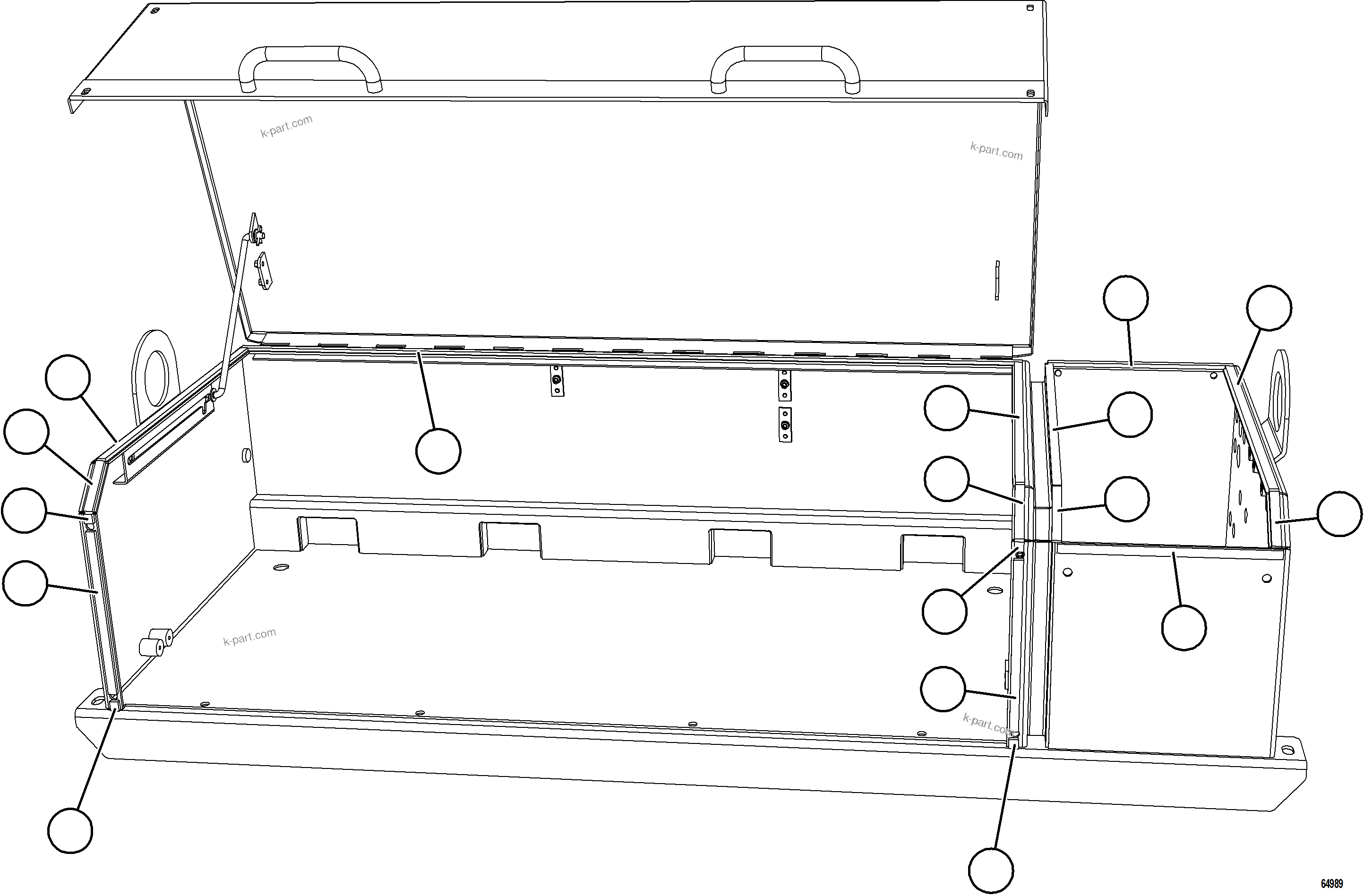 Komatsu parts book diagram for AFE75-BA 980E-5 S/N A50186 - A50187,A50192 - A50194  KMEX: BATTERY BOX ASSEMBLY    3/7
