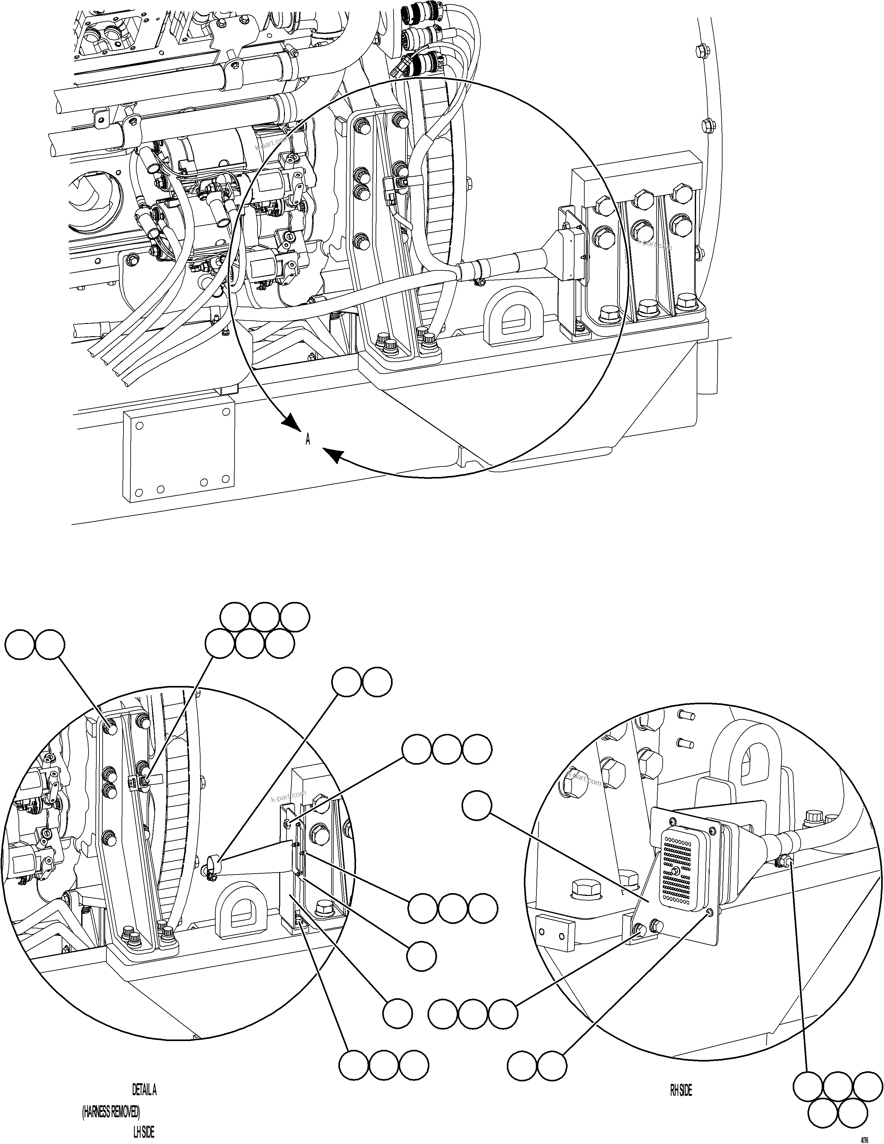 Komatsu parts book diagram for AFE75-BA 980E-5 S/N A50186 - A50187,A50192 - A50194  KMEX: CRANKING MOTOR WIRING    2/2
