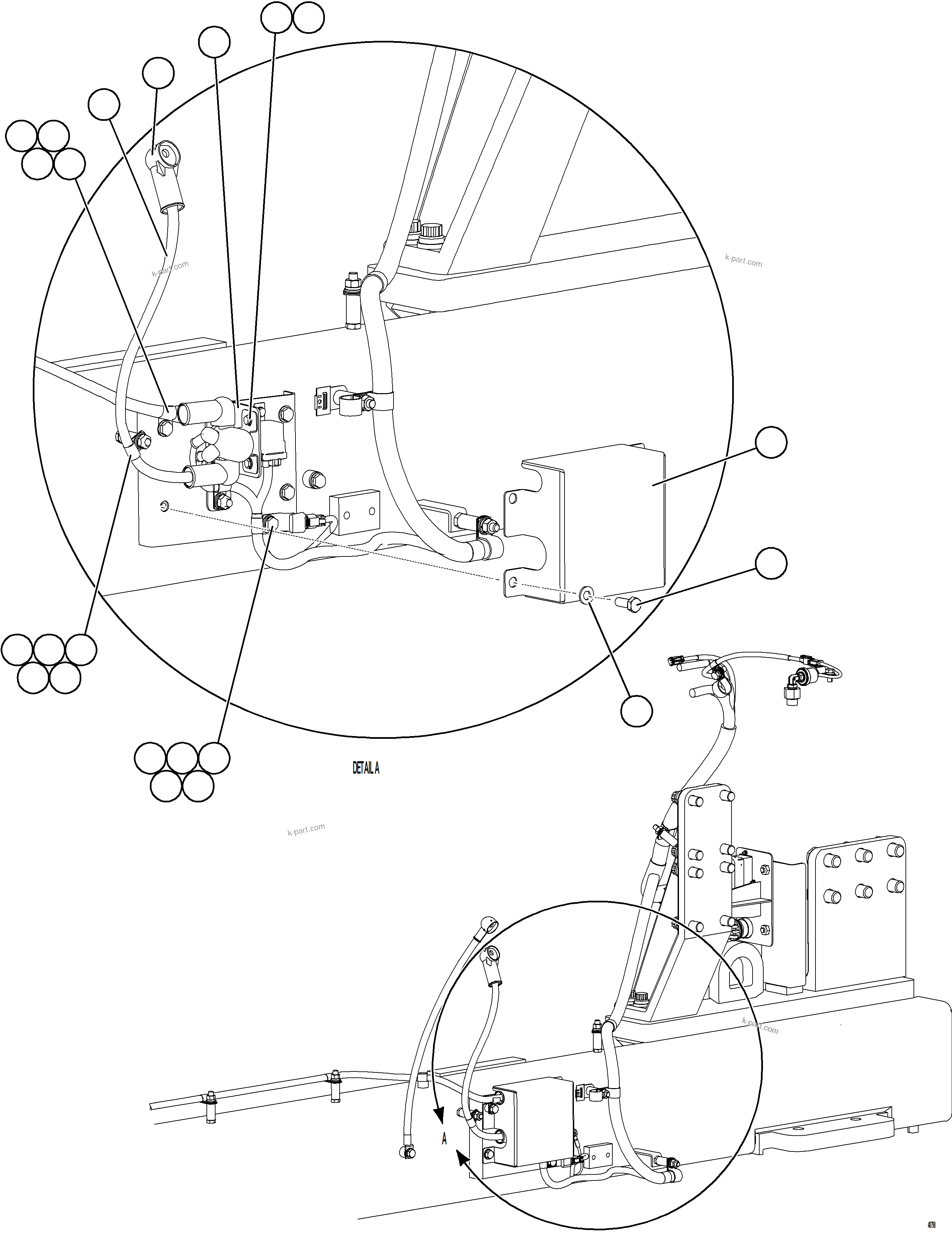 Komatsu parts book diagram for AFE75-BA 980E-5 S/N A50186 - A50187,A50192 - A50194  KMEX: ENGINE PRELUBE WIRING    2/2