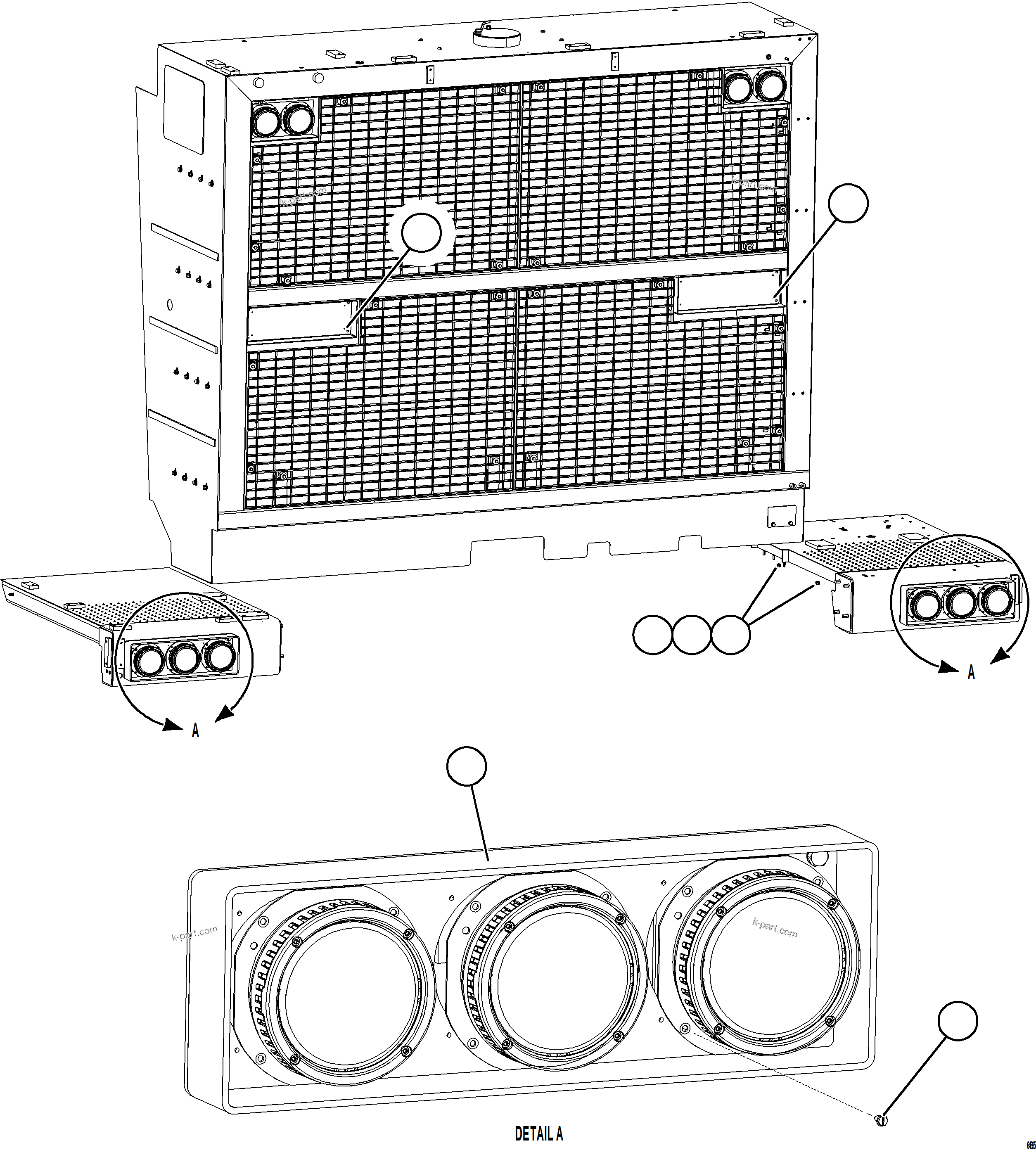Komatsu parts book diagram for AFE75-BA 980E-5 S/N A50186 - A50187,A50192 - A50194  KMEX: HEADLIGHTS & FOG LIGHTS    2/2