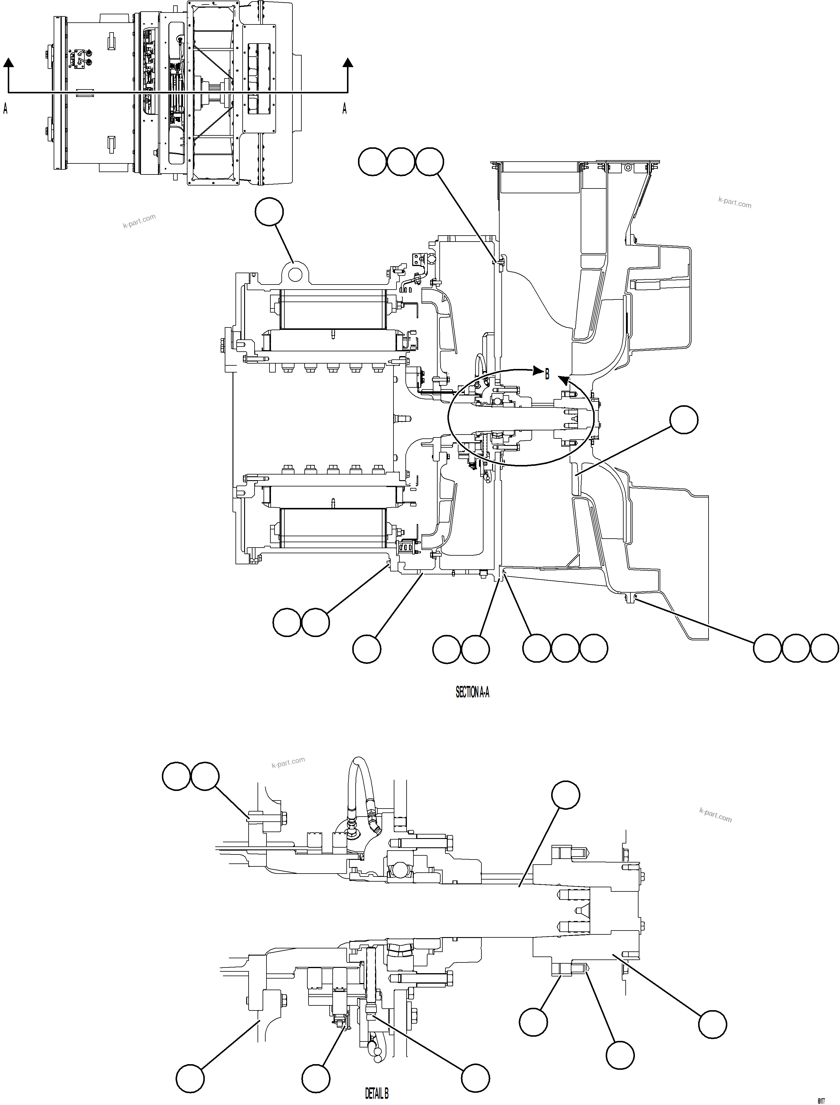 Komatsu parts book diagram for AFE75-BA 980E-5 S/N A50186 - A50187,A50192 - A50194  KMEX: ALTERNATOR ASSEMBLY    2/6