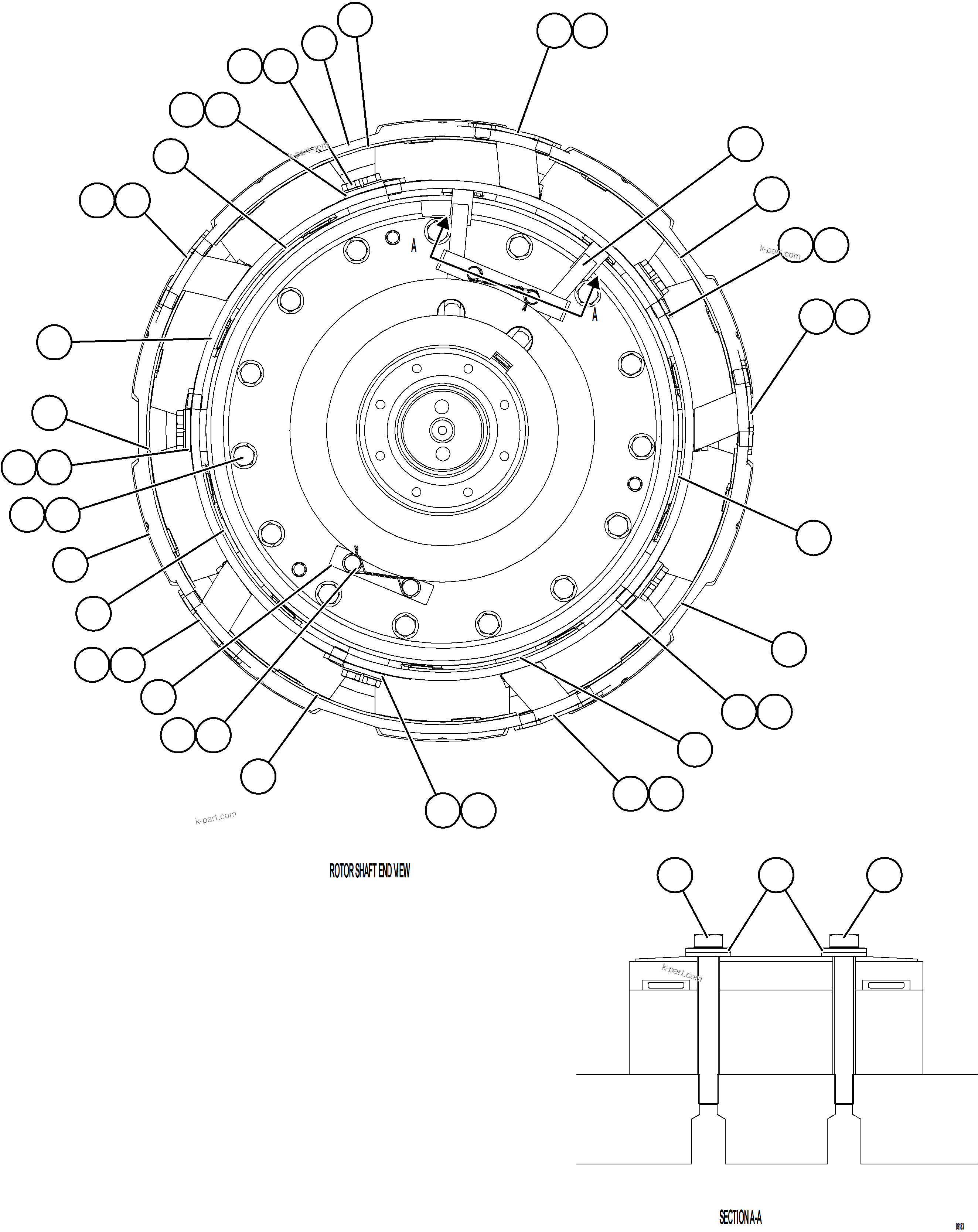 Komatsu parts book diagram for AFE75-BA 980E-5 S/N A50186 - A50187,A50192 - A50194  KMEX: ALTERNATOR ROTOR ASSEMBLY    1/5