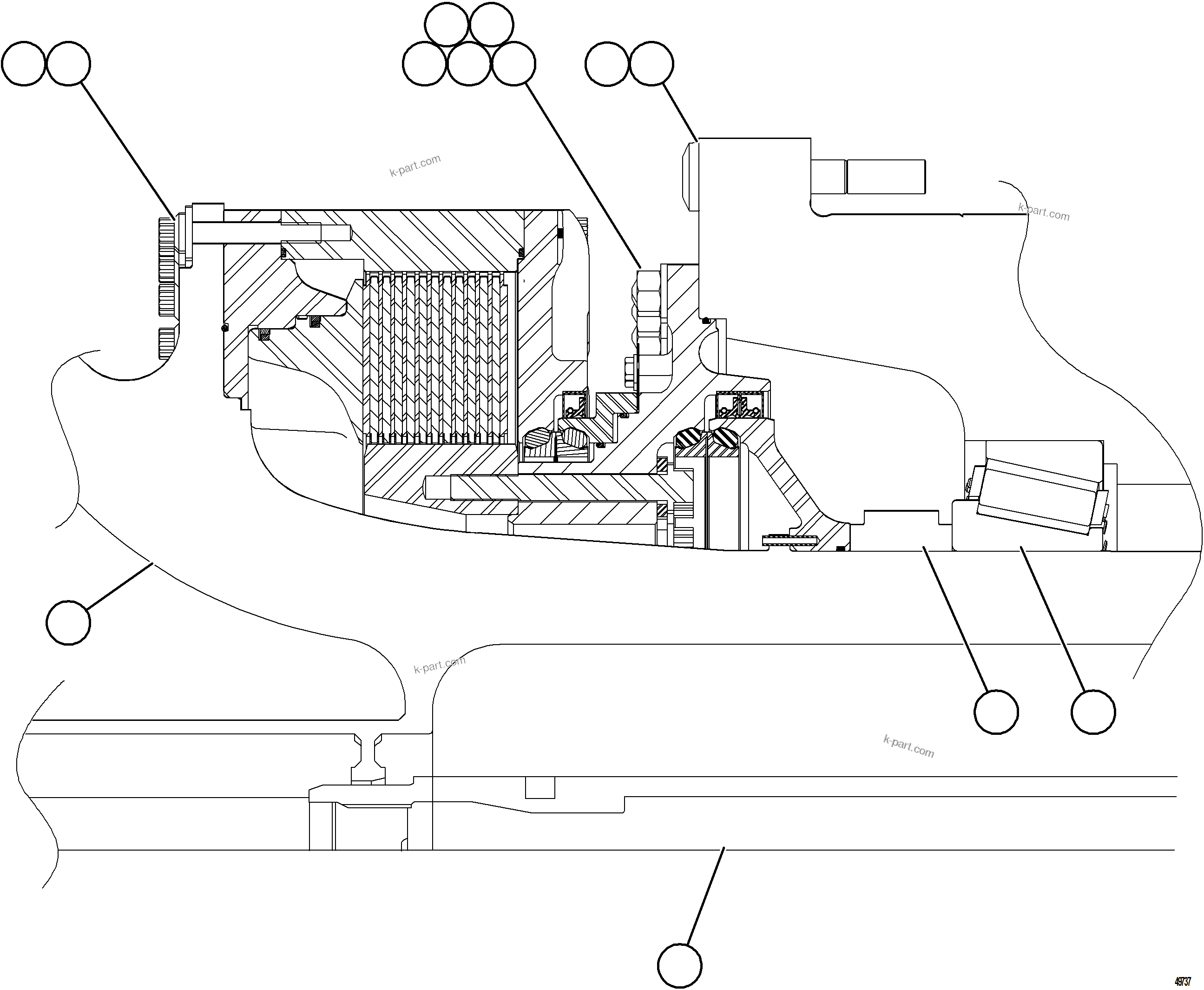 Komatsu parts book diagram for AFE75-BA 980E-5 S/N A50186 - A50187,A50192 - A50194  KMEX: TRANSMISSION    1/4