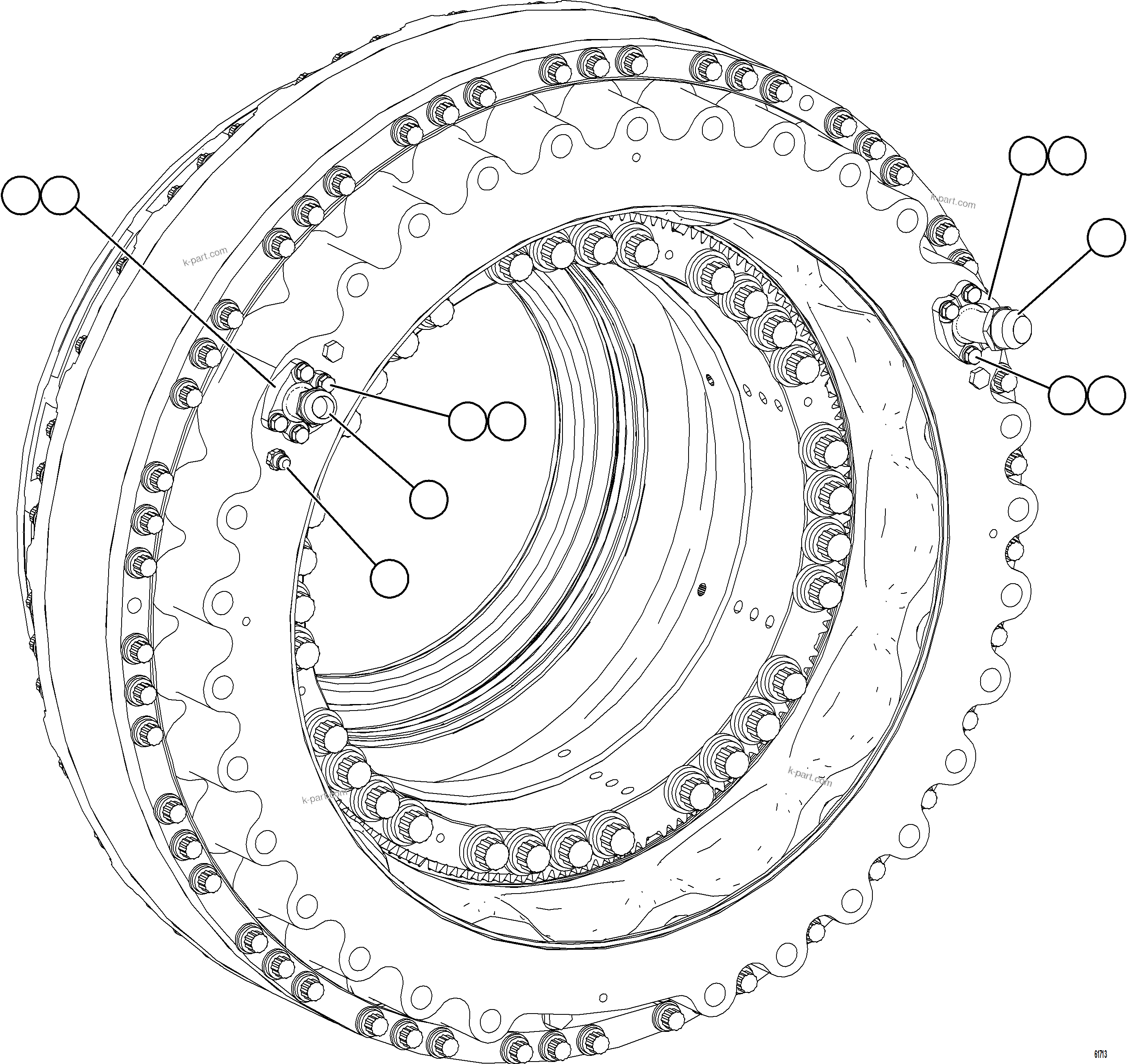 Komatsu parts book diagram for AFE75-BA 980E-5 S/N A50186 - A50187,A50192 - A50194  KMEX: REAR BRAKE INSTALLATION    2/2