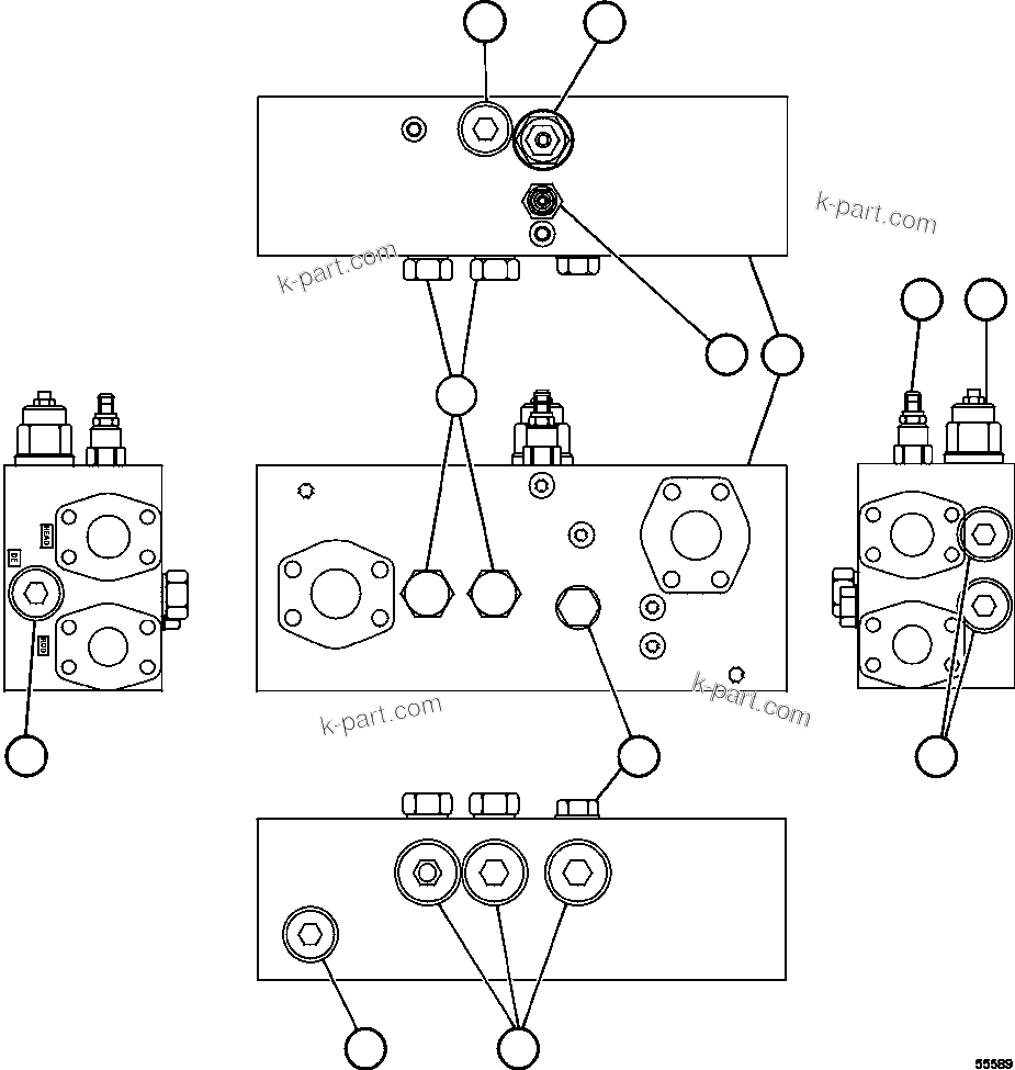 Komatsu parts book diagram for AFE75-BA 980E-5 S/N A50186 - A50187,A50192 - A50194  KMEX: OVERCENTER VALVE ASSEMBLY