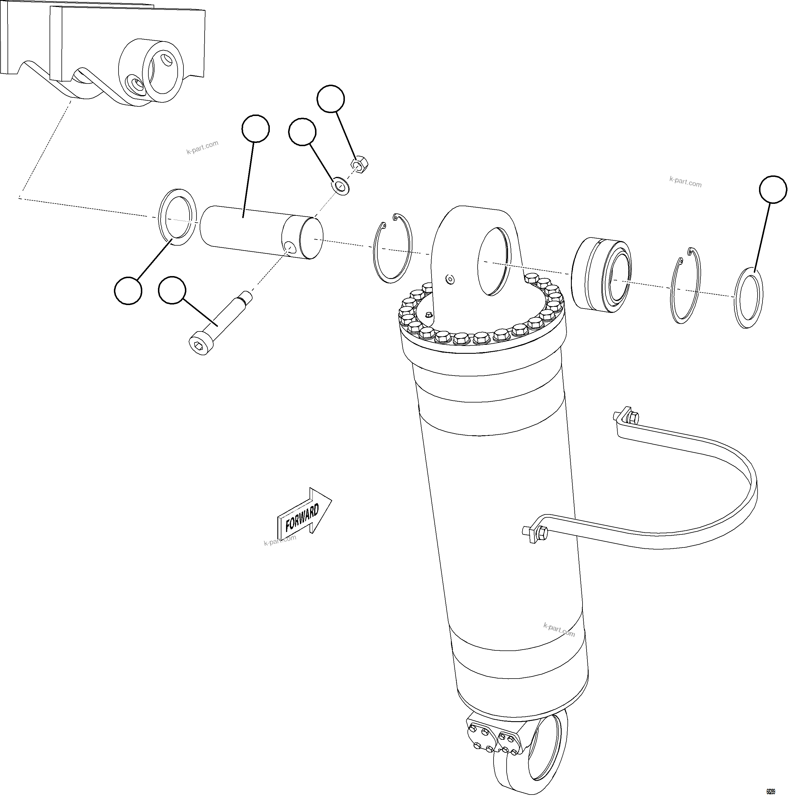 Komatsu parts book diagram for AFE75-BA 980E-5 S/N A50186 - A50187,A50192 - A50194  KMEX: HOIST CYLINDER INSTALLATION - TOP
