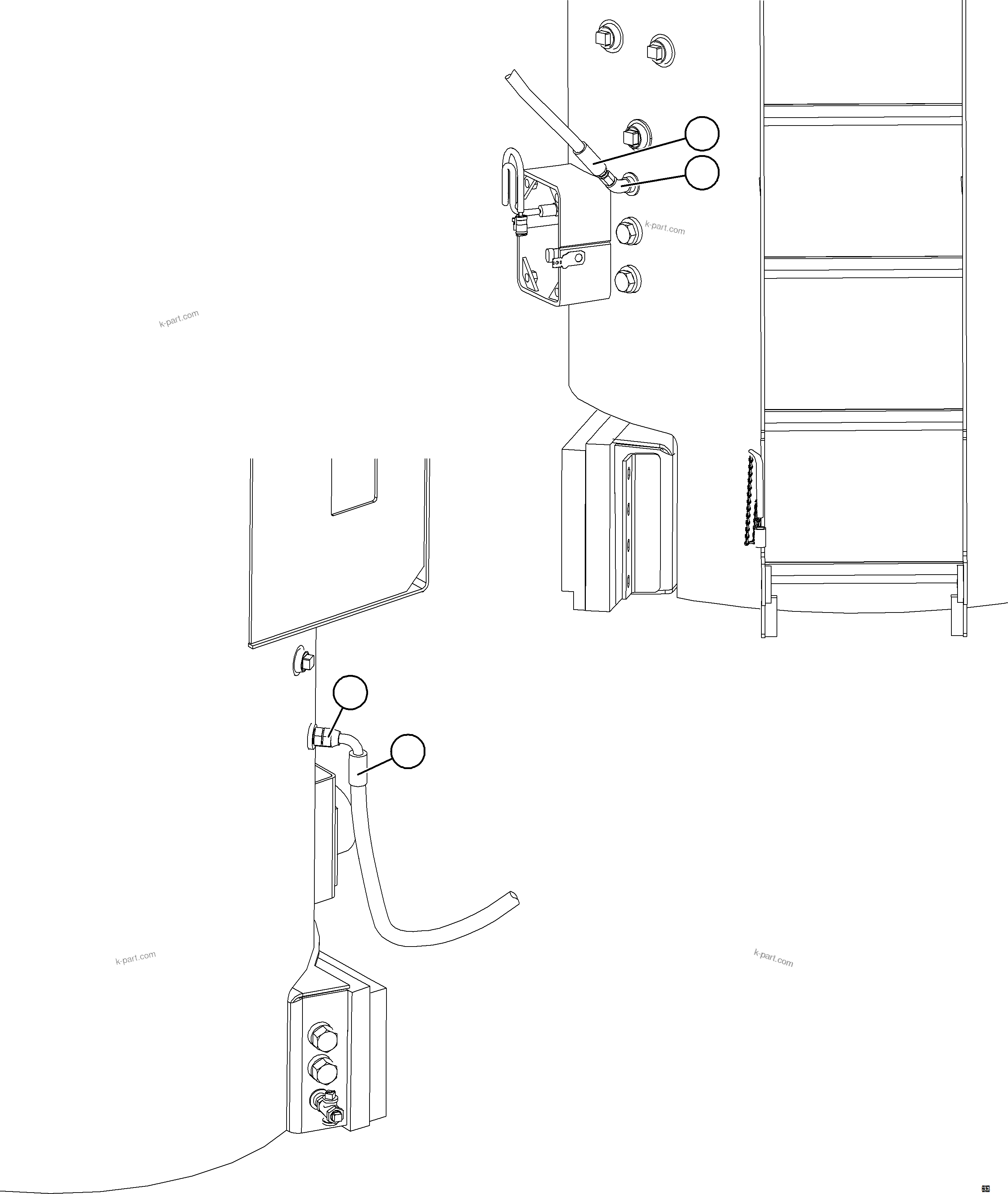 Komatsu parts book diagram for AFE75-BA 980E-5 S/N A50186 - A50187,A50192 - A50194  KMEX: REAR BRAKE APPLY PIPING    2/2