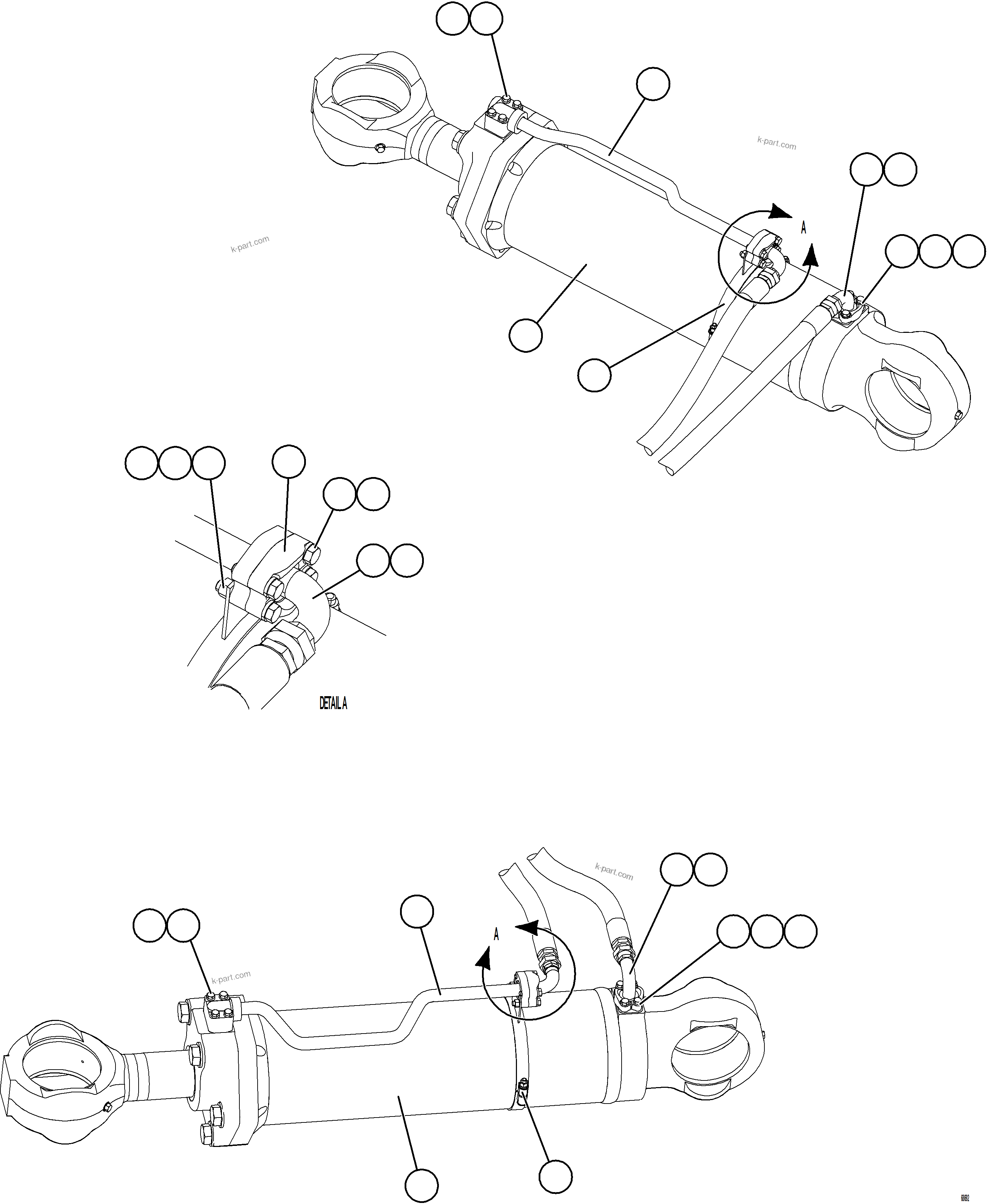 Komatsu parts book diagram for AFE75-BA 980E-5 S/N A50186 - A50187,A50192 - A50194  KMEX: STEERING CYLINDER PIPING    2/2