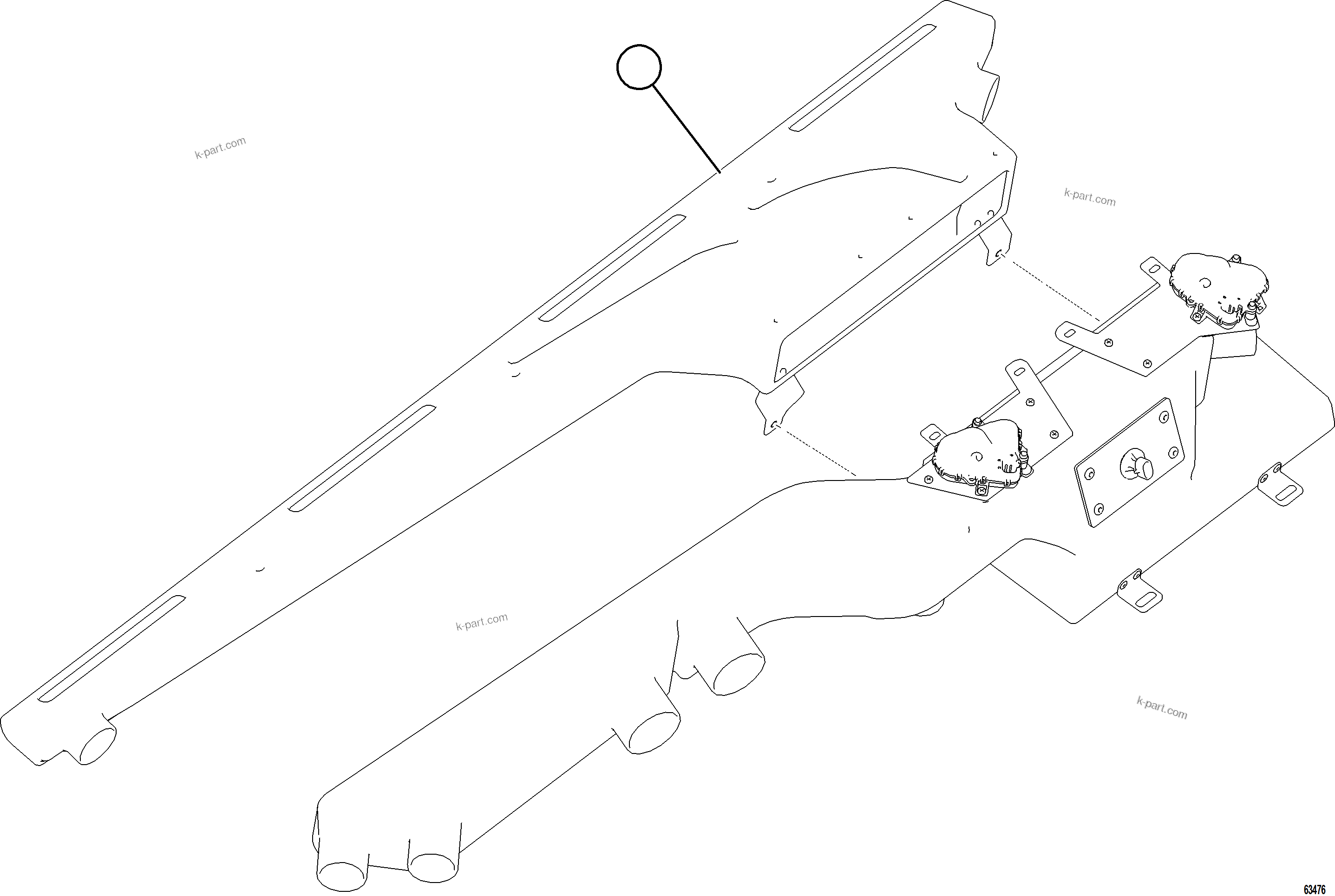 Komatsu parts book diagram for AFE75-BA 980E-5 S/N A50186 - A50187,A50192 - A50194  KMEX: HVAC DEFROST DUCT ASSEMBLY