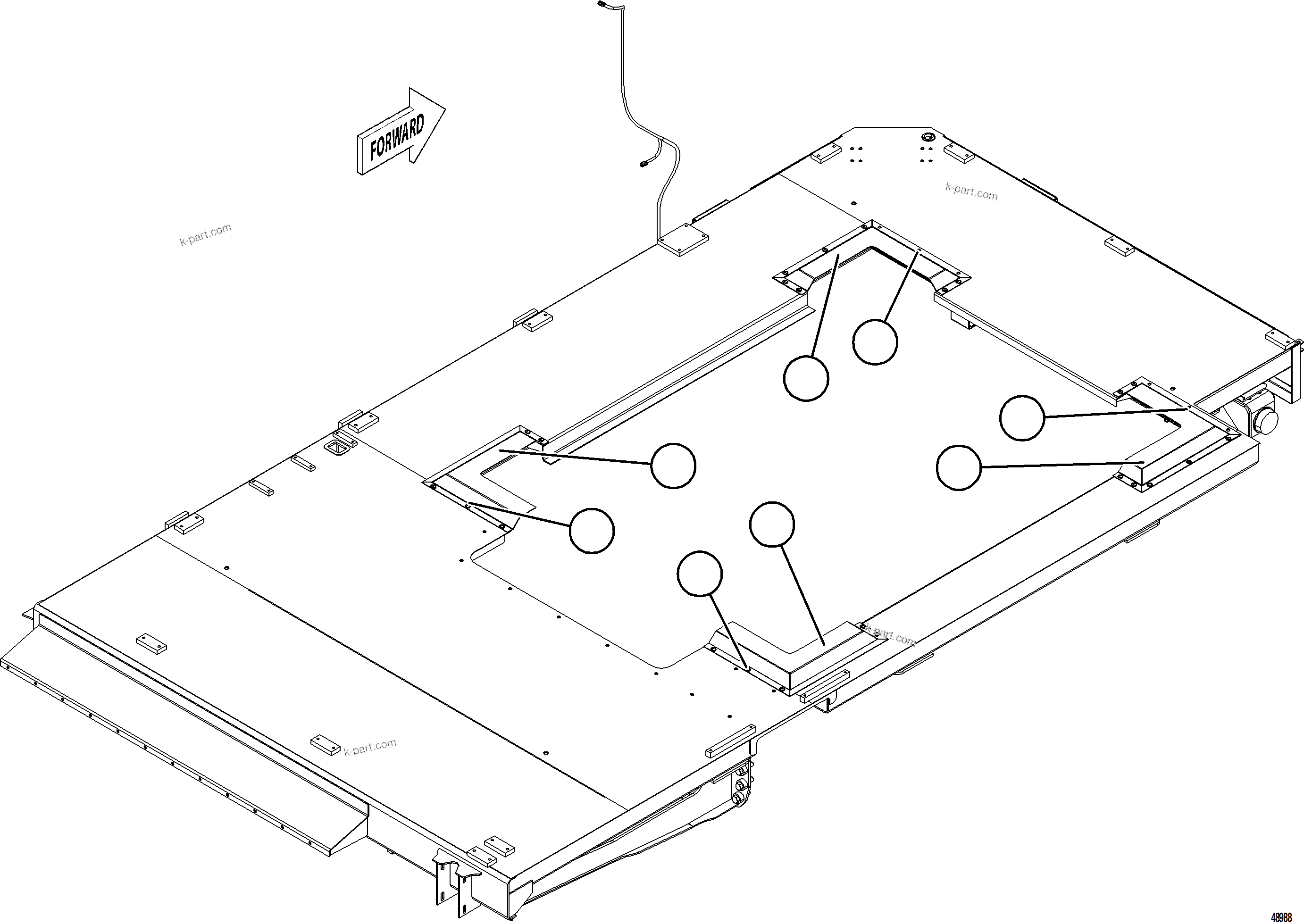Komatsu parts book diagram for AFE75-BA 980E-5 S/N A50186 - A50187,A50192 - A50194  KMEX: LH DECK COVERS    1/2