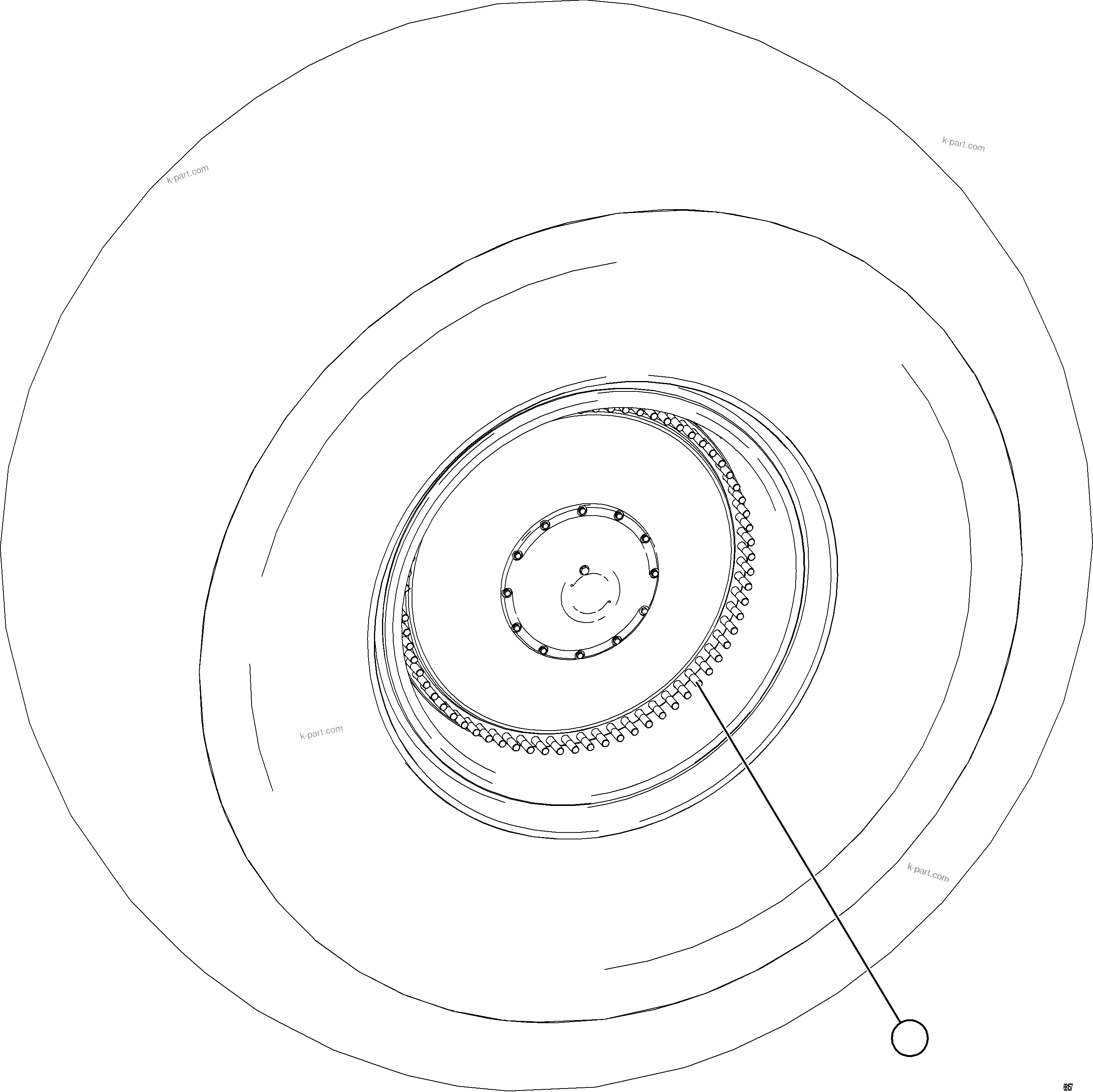 Komatsu parts book diagram for AFE75-BA 980E-5 S/N A50186 - A50187,A50192 - A50194  KMEX: FRONT WHEEL INSTALLATION