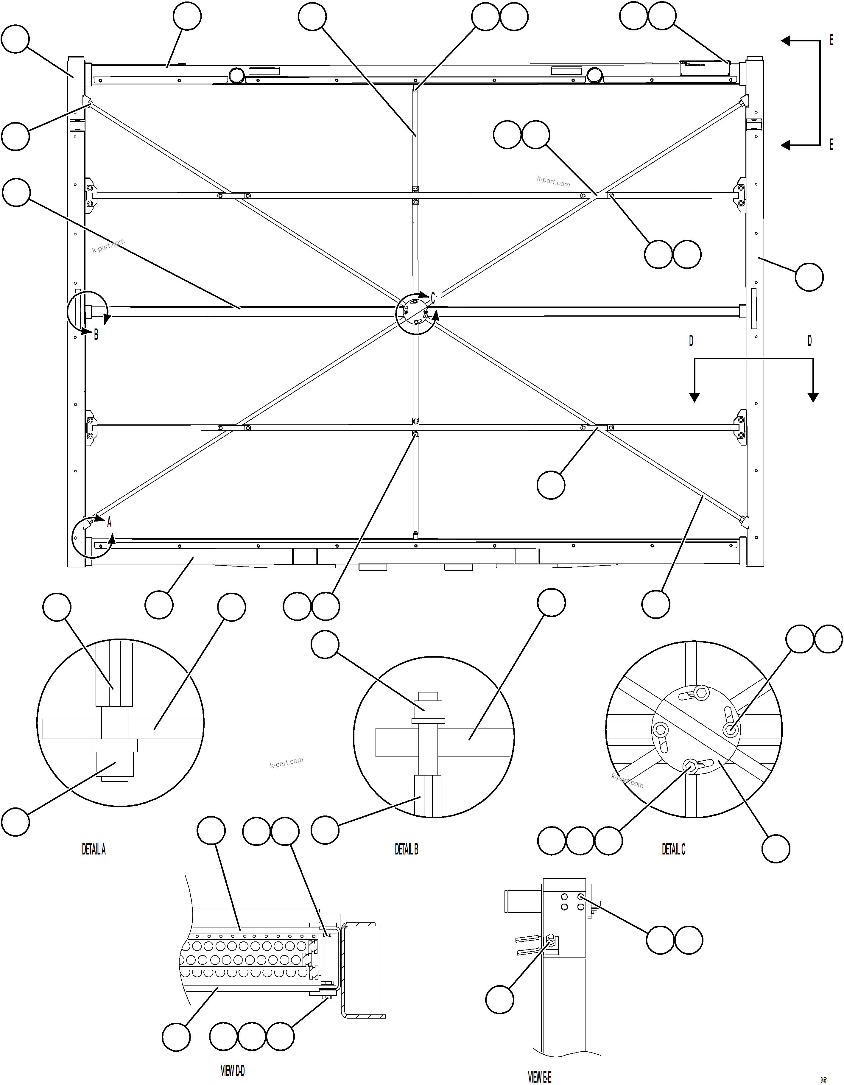 Komatsu parts book diagram for AFE75-BC 980E-5 S/N A50221  KCH: HIGH TEMPERATURE CORE