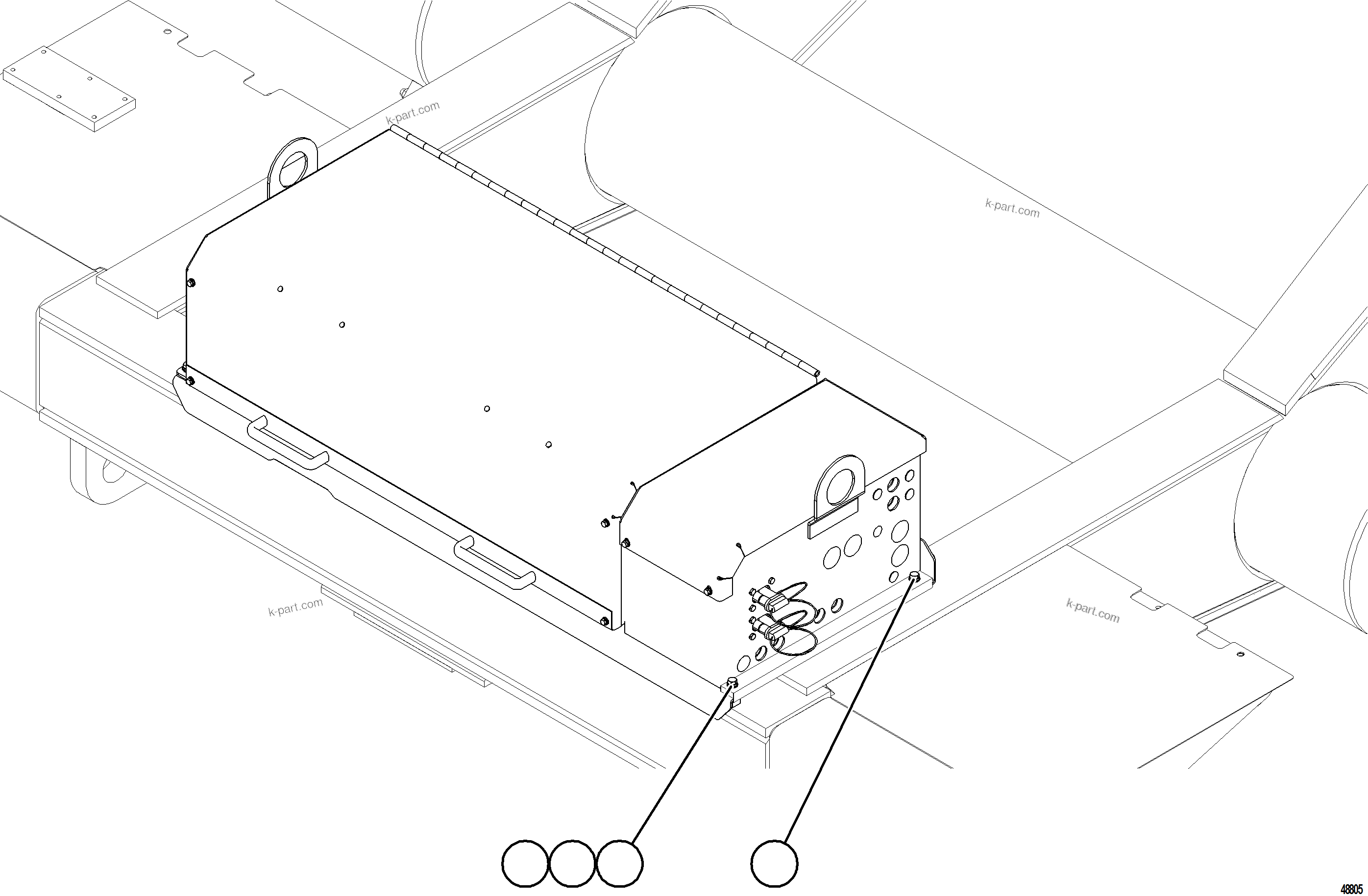 Komatsu parts book diagram for AFE75-BC 980E-5 S/N A50221  KCH: BATTERY BOX INSTALLATION