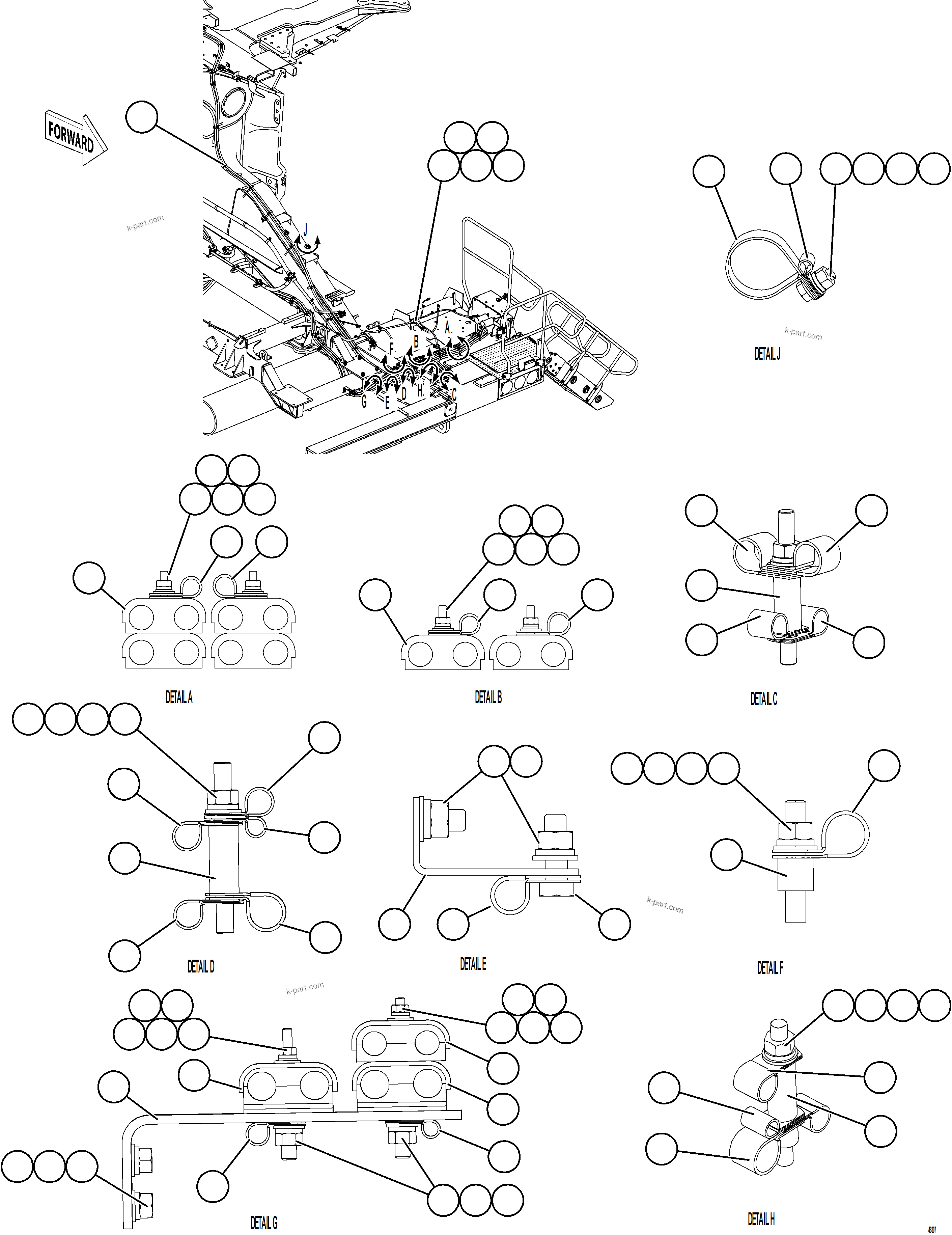 Komatsu parts book diagram for AFE75-BC 980E-5 S/N A50221  KCH: ISOLATION BOX EXTERNAL WIRING    1/2