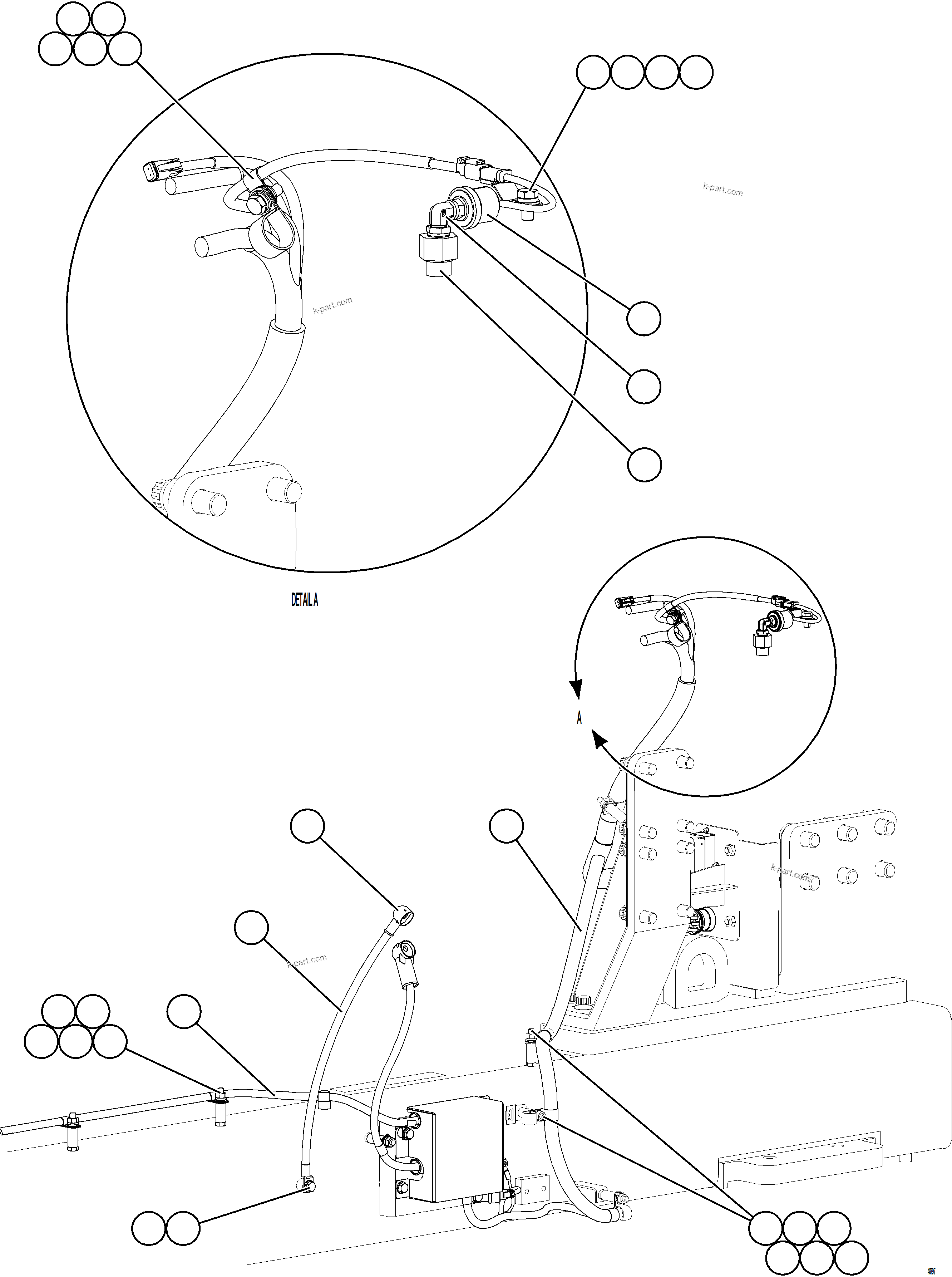 Komatsu parts book diagram for AFE75-BC 980E-5 S/N A50221  KCH: ENGINE PRELUBE WIRING    1/2