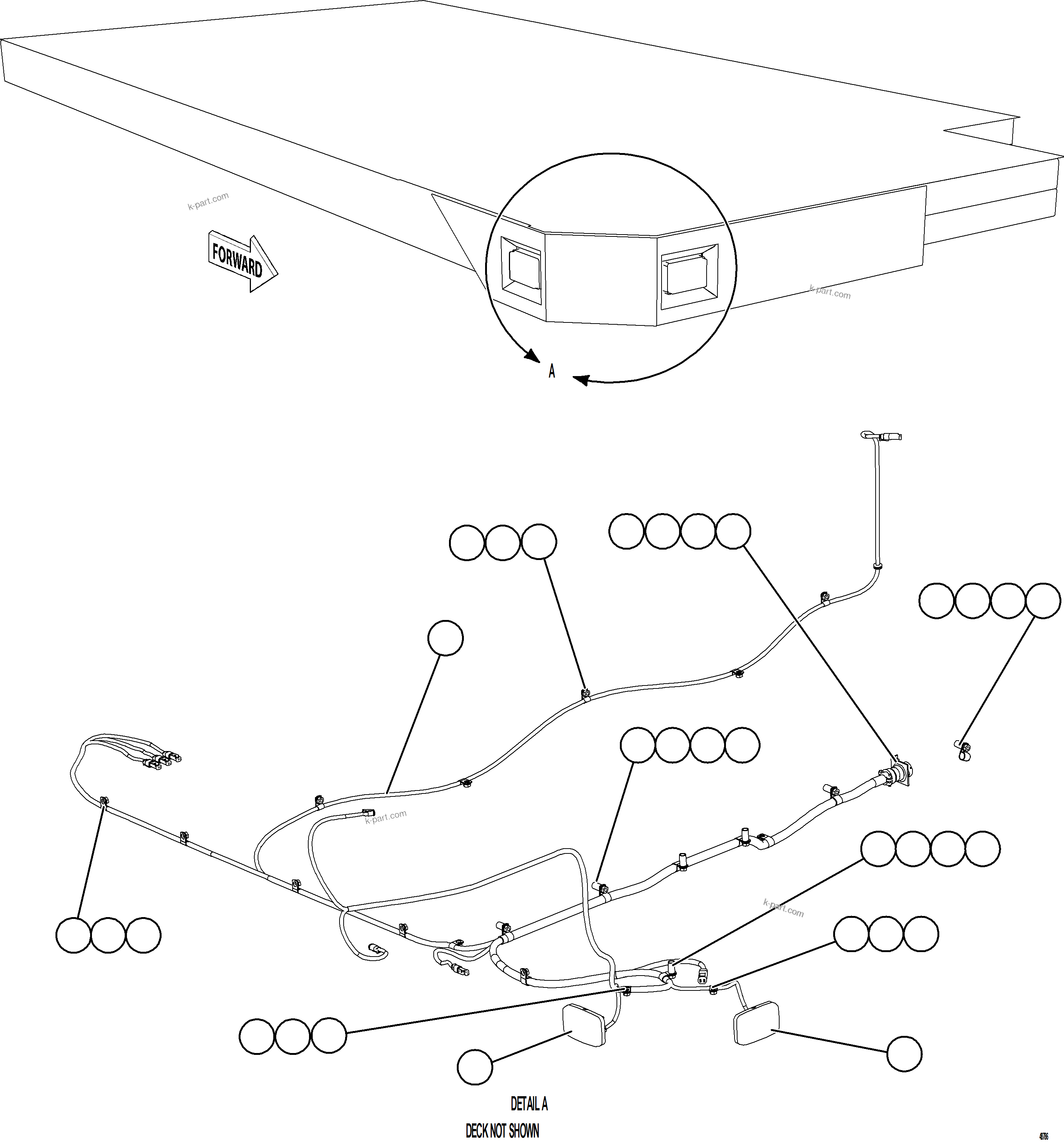 Komatsu parts book diagram for AFE75-BC 980E-5 S/N A50221  KCH: RH DECK WIRING HARNESS & LIGHTS