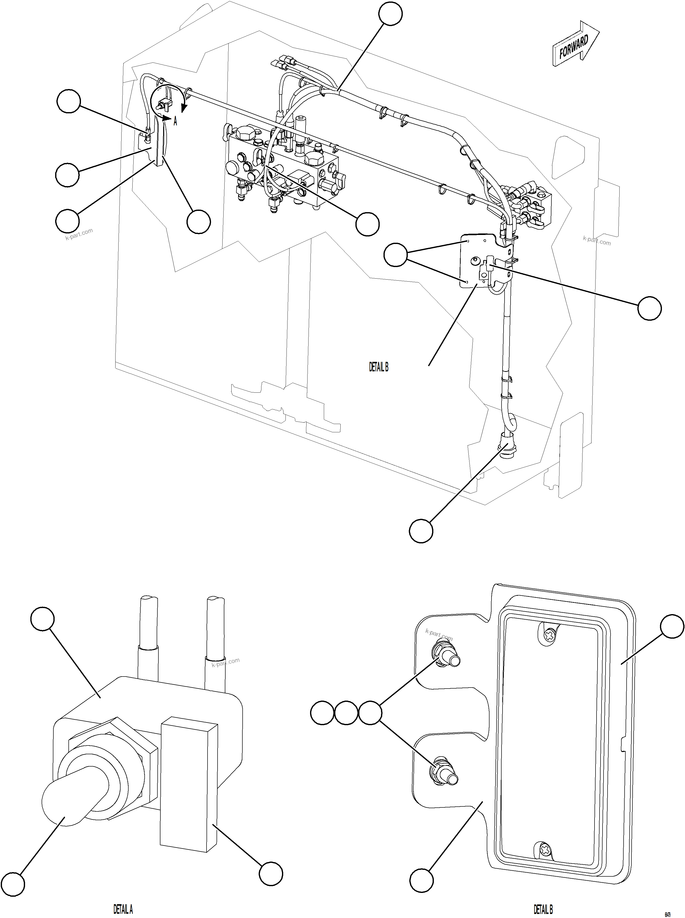 Komatsu parts book diagram for AFE75-BC 980E-5 S/N A50221  KCH: HYDRAULIC BRAKE CABINET INTERNAL WIRING