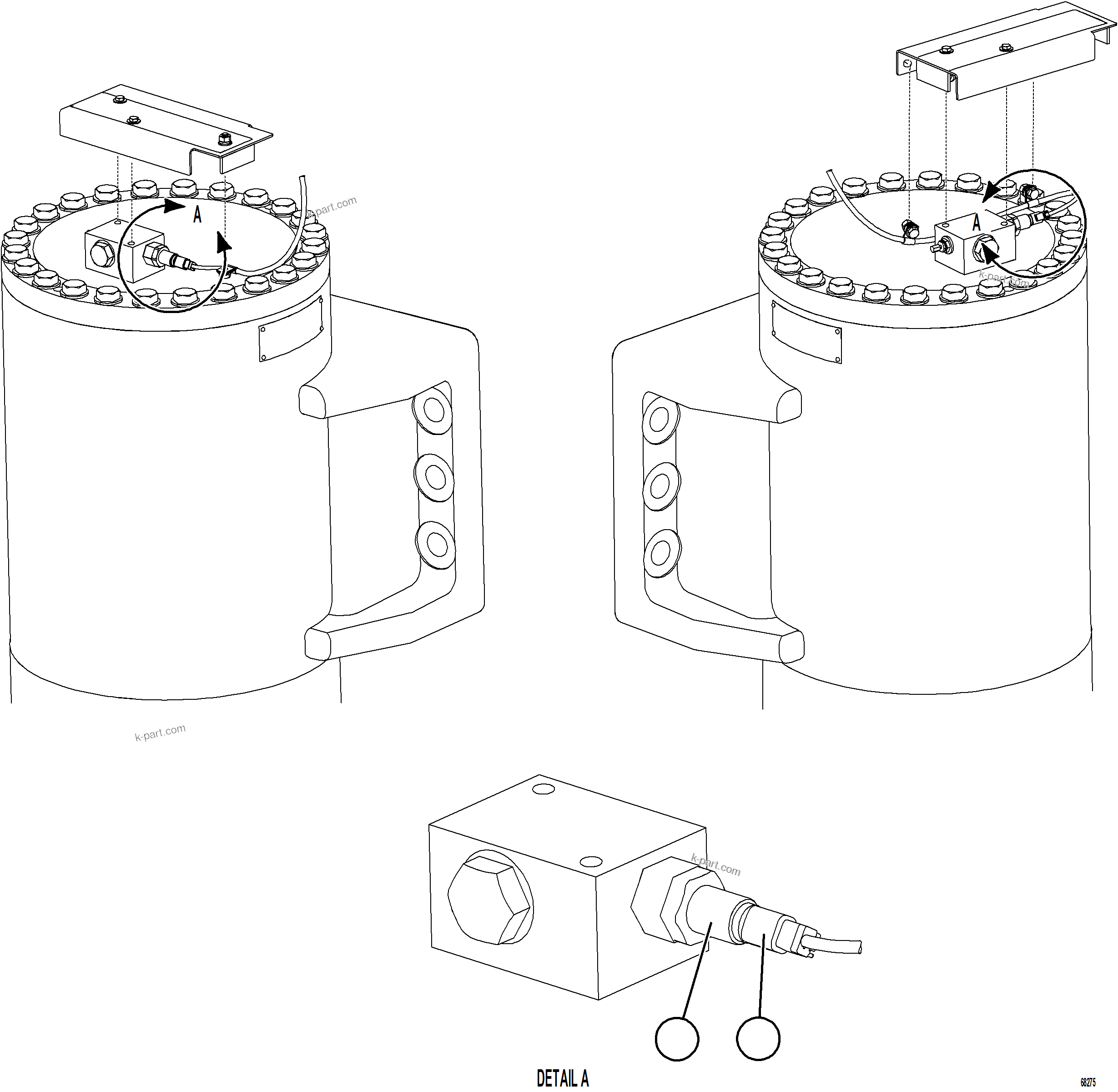 Komatsu parts book diagram for AFE75-BC 980E-5 S/N A50221  KCH: PLM PRESSURE SENSOR - FRONT SUSPENSIONS    2/2
