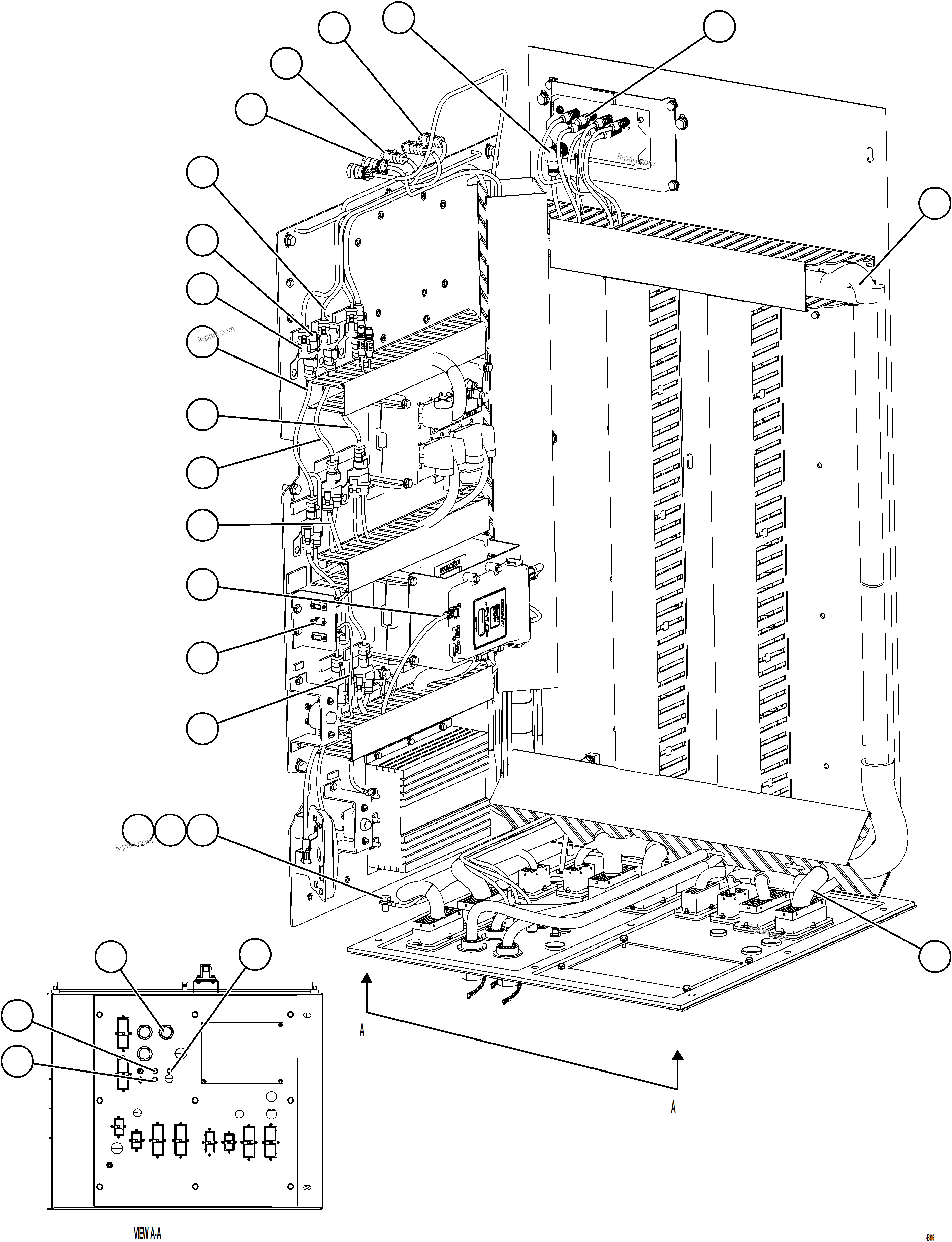 Komatsu parts book diagram for AFE75-BC 980E-5 S/N A50221  KCH: AUXILIARY CONTROL CABINET INTERNAL WIRING    2/2
